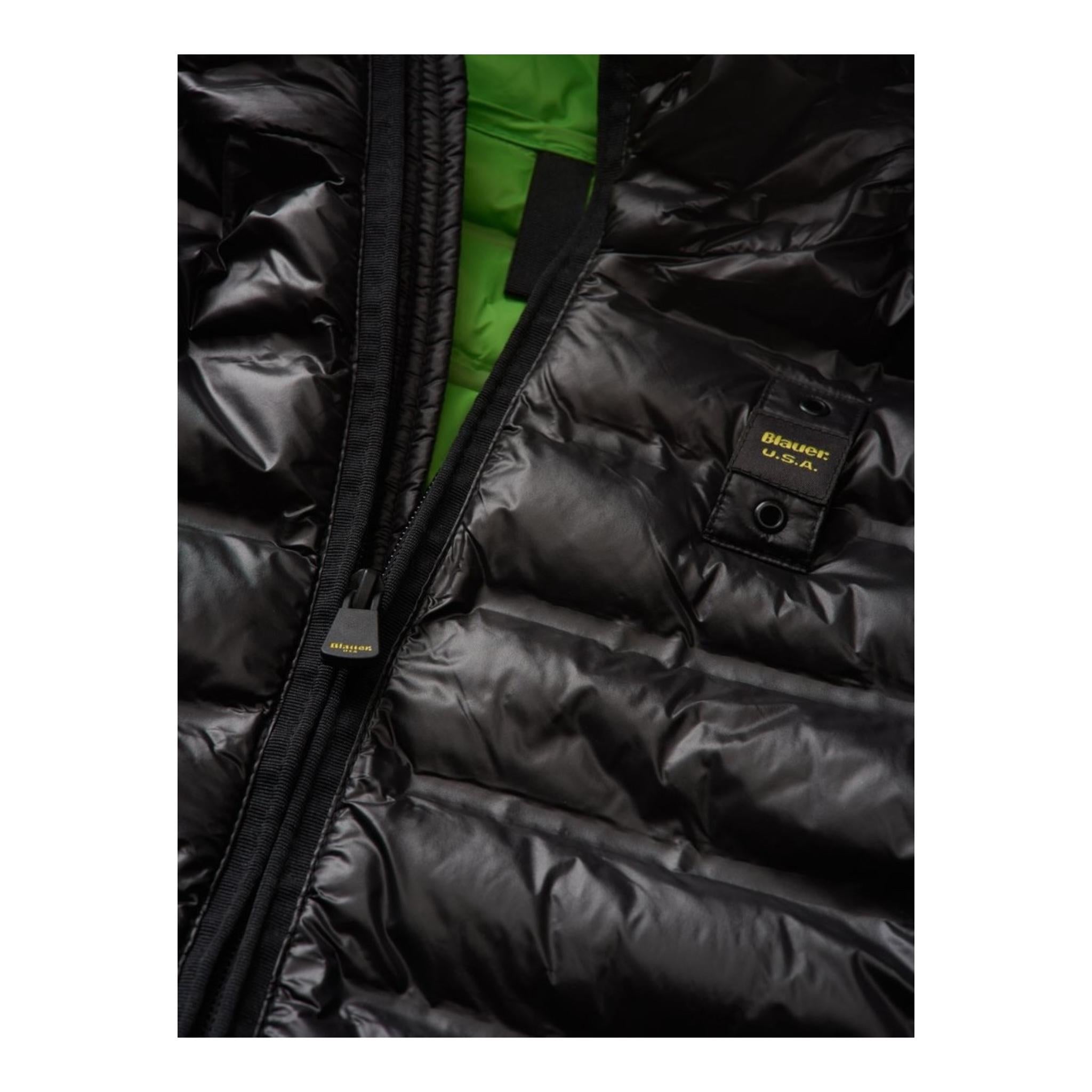 Blauer Giubbino Tinta Unita con Zip E Cappuccio per Bambino 24BLKC02365 NERO BLAUER 