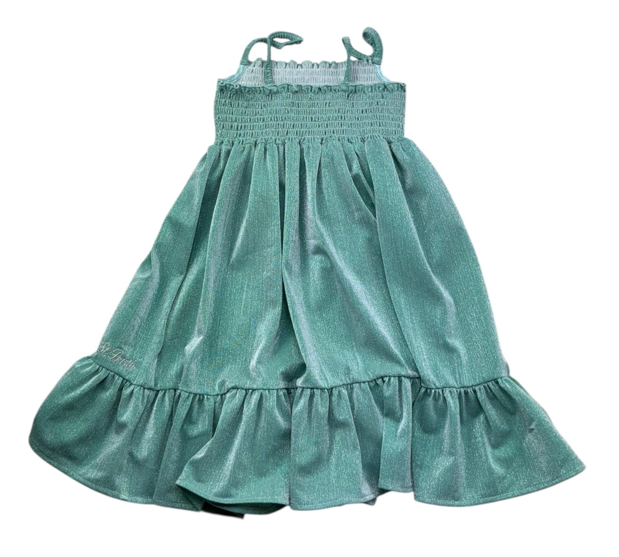 Saint Barth Abito Bretelline Tinta Unita Lurex per Bambina MIKI001 VERDE SAINT BARTH 