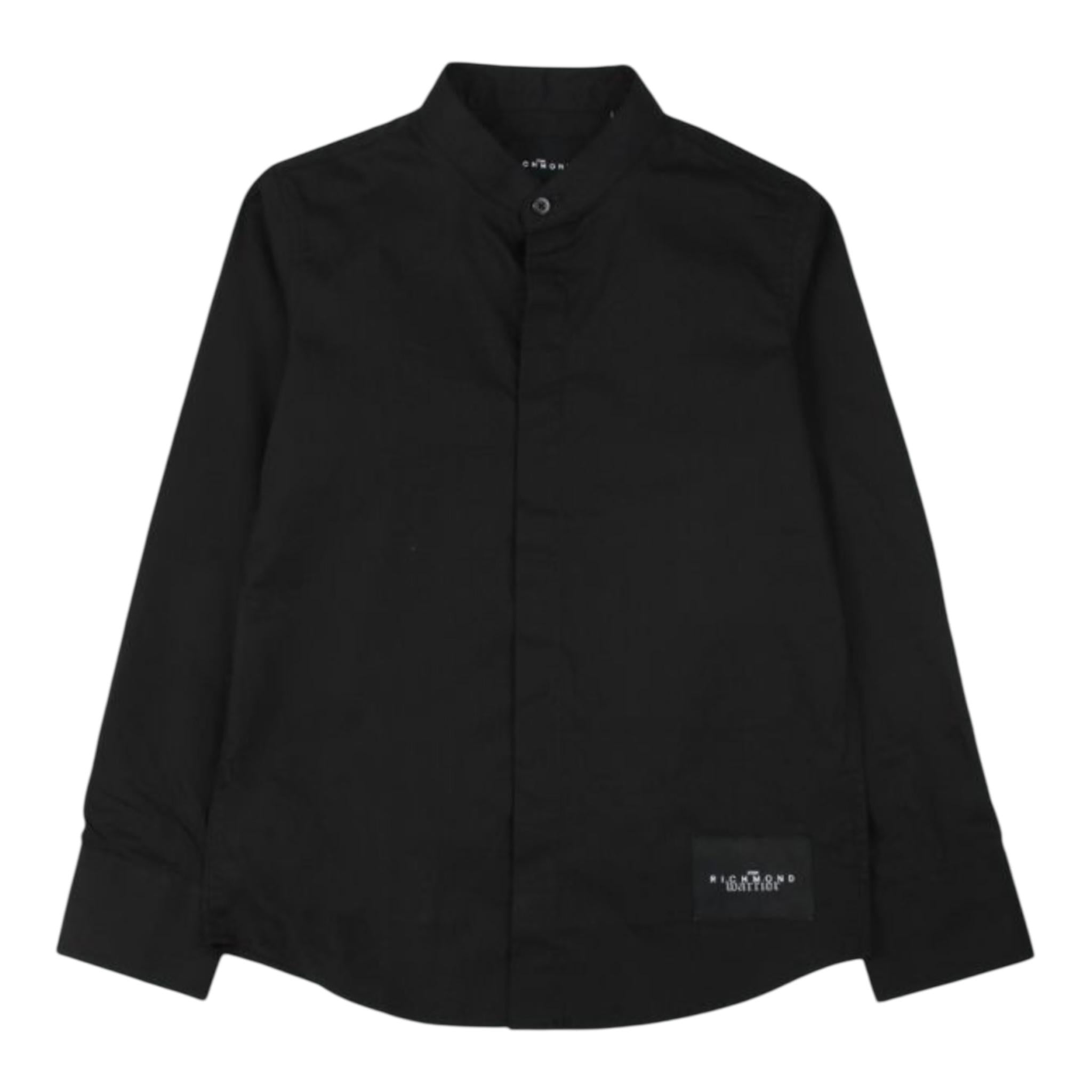 John Richmond Camicia Tinta Unita Collo Coreano per Bambino RBP24108CA NERO JOHN RICHMOND 