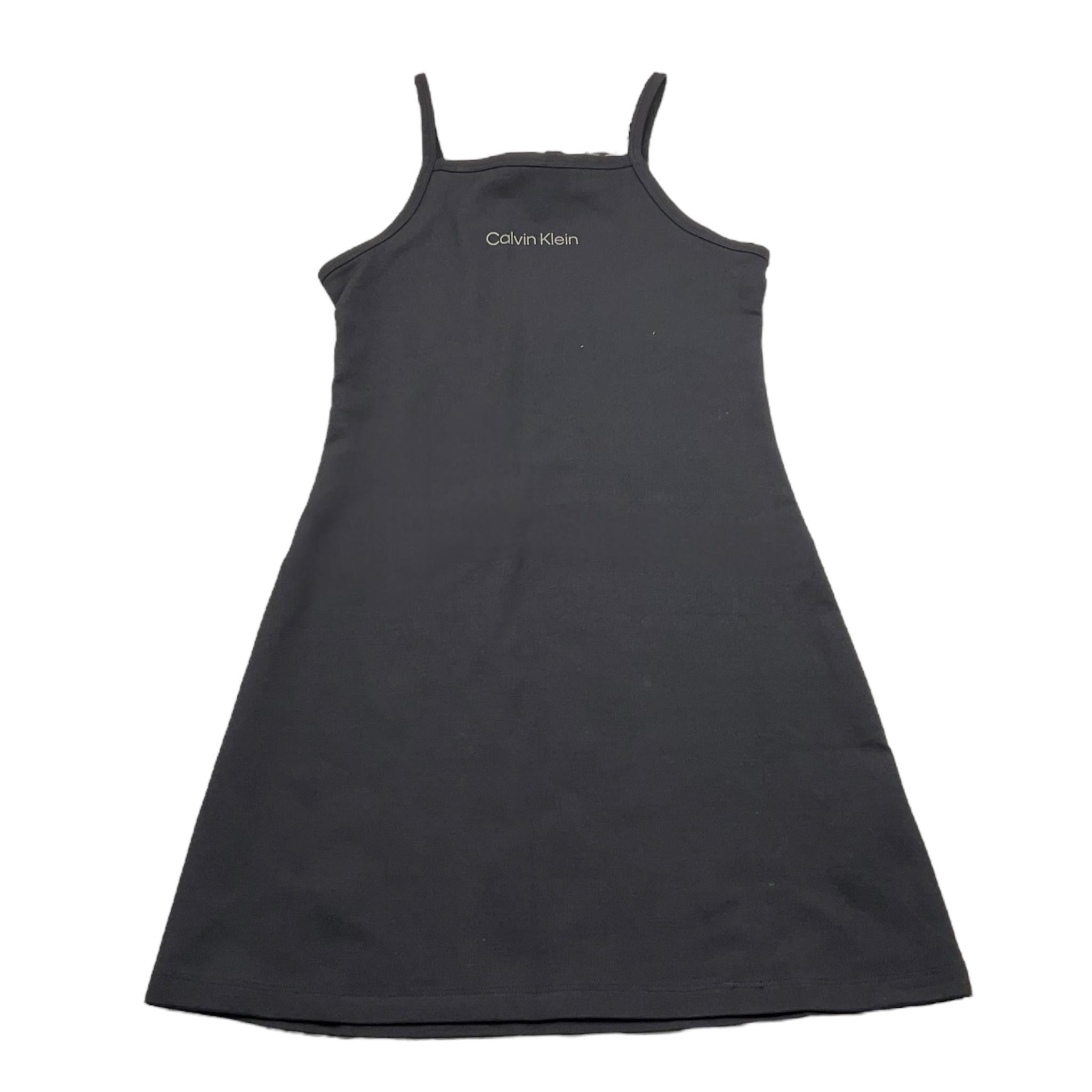 Calvin Klein Abito Tinta Unita A Bretelle con Logo per Bambina IG0IG02909 NERO CALVIN KLEIN 