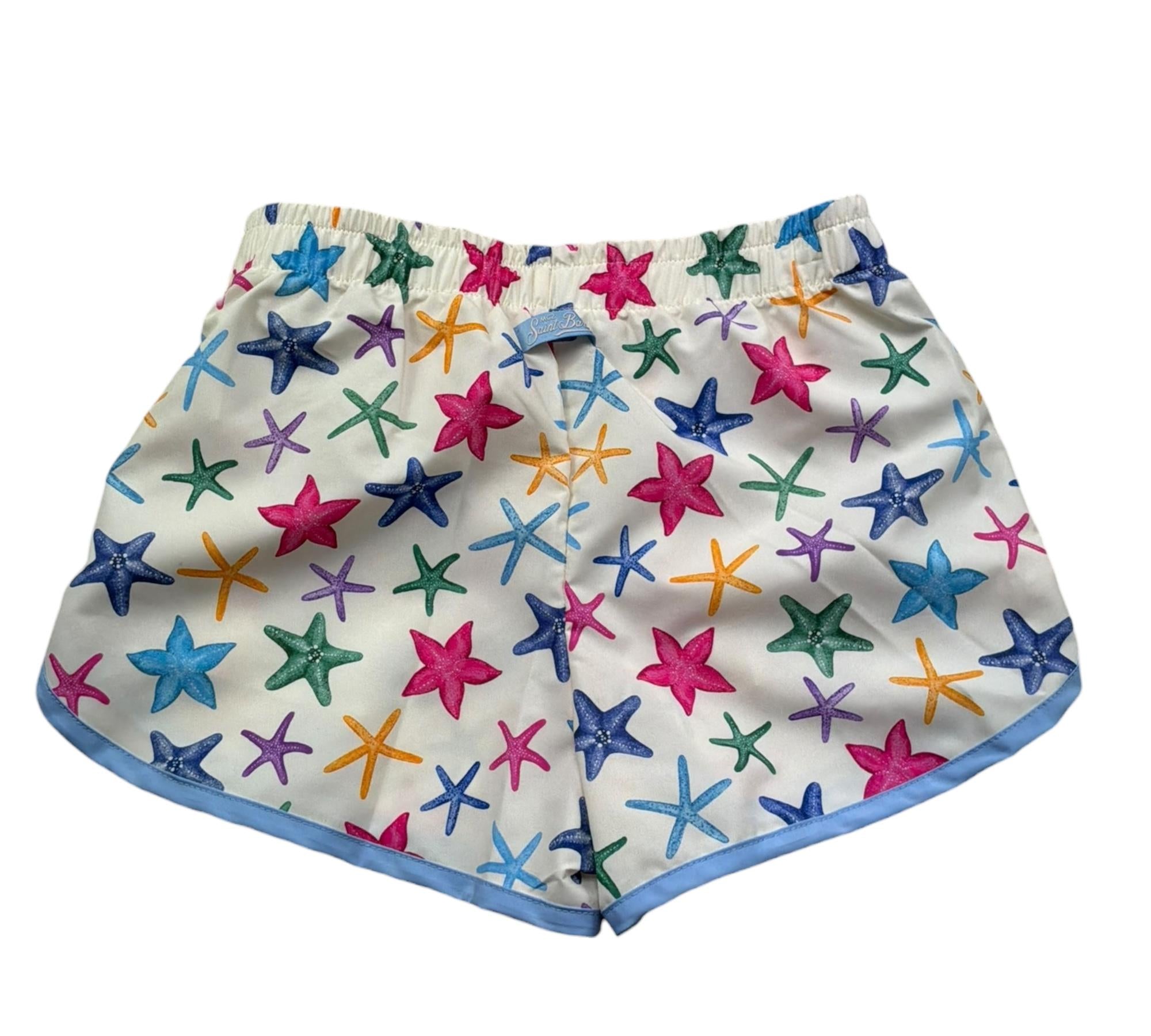 Saint Barth Short Tinta Unita con Stampa Stelle Marine per Bambina FRANCIE PANNA SAINT BARTH 