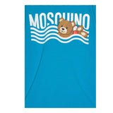 Moschino T-Shirt Girocollo Tinta Unita con Stampa Orso per Neonato MUM04D AZZURRO MOSCHINO 
