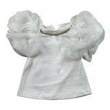 Miss Grant T-Shrit Girocollo Tinta Unita con Applicazioni per Neonata MG1244 BIANCO MISS GRANT 