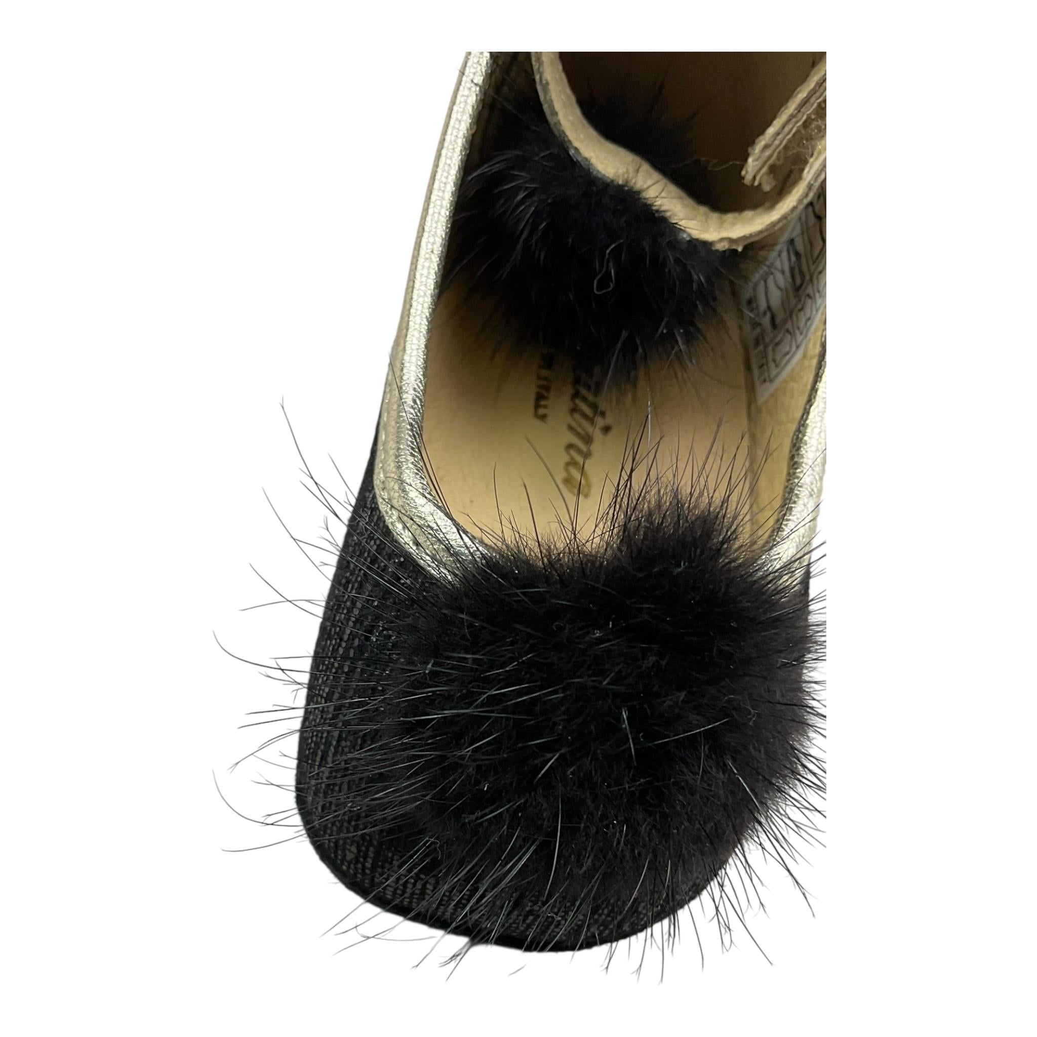 DONATINA ballerina tinta unita con pon pon Nero per Neonata BUTTERFLY NERO DONATINA 