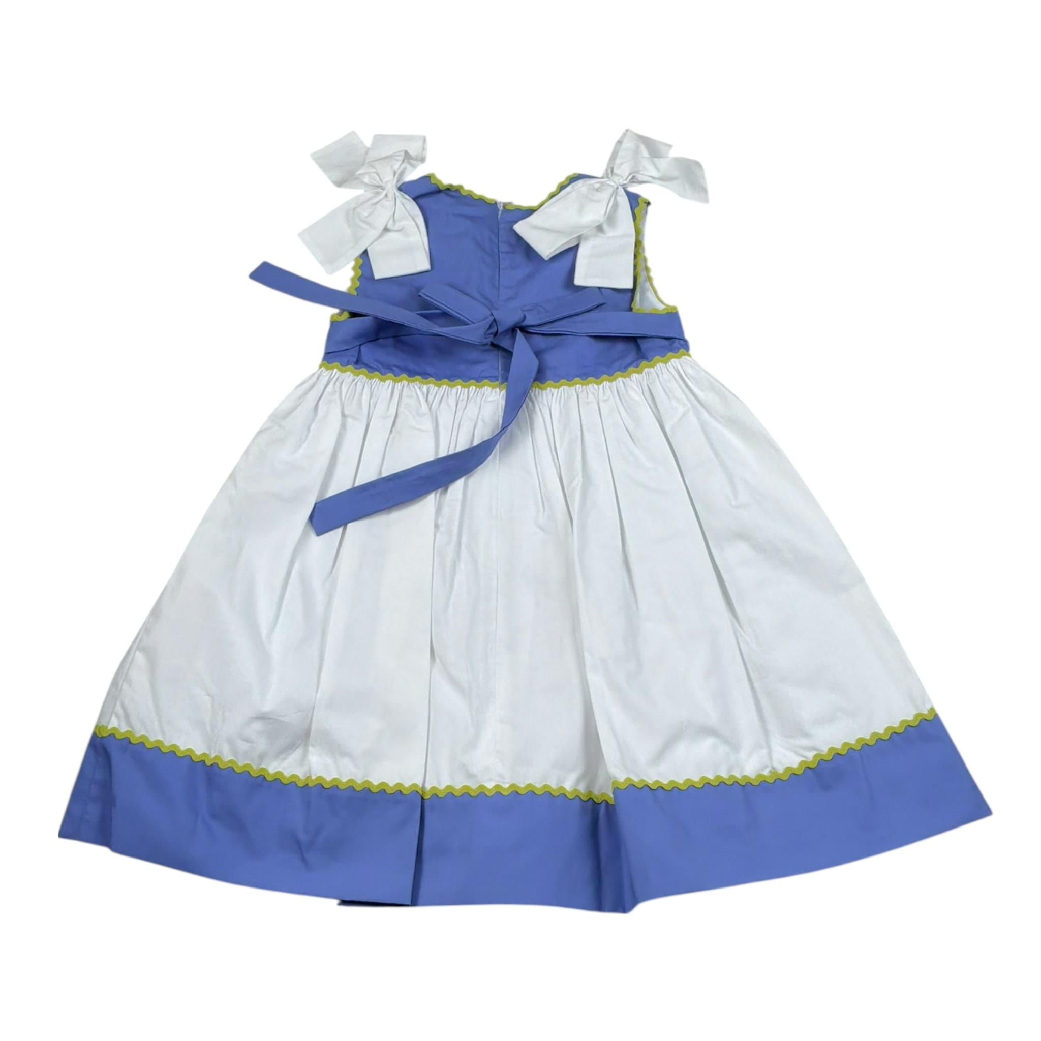 Ilfarobimbi Abito tinta unita Giromanica con Fiocchi Bianco/Blu per Bambina IFB50585XJ BIANCO/BLU ILFAROBIMBI 