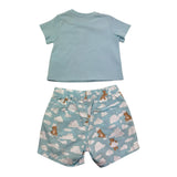Moschino Completo 2 Pezzi T-Shirt-Short Tinta Unita con Stampa per Neonata MUG01Q AZZURRO MOSCHINO 