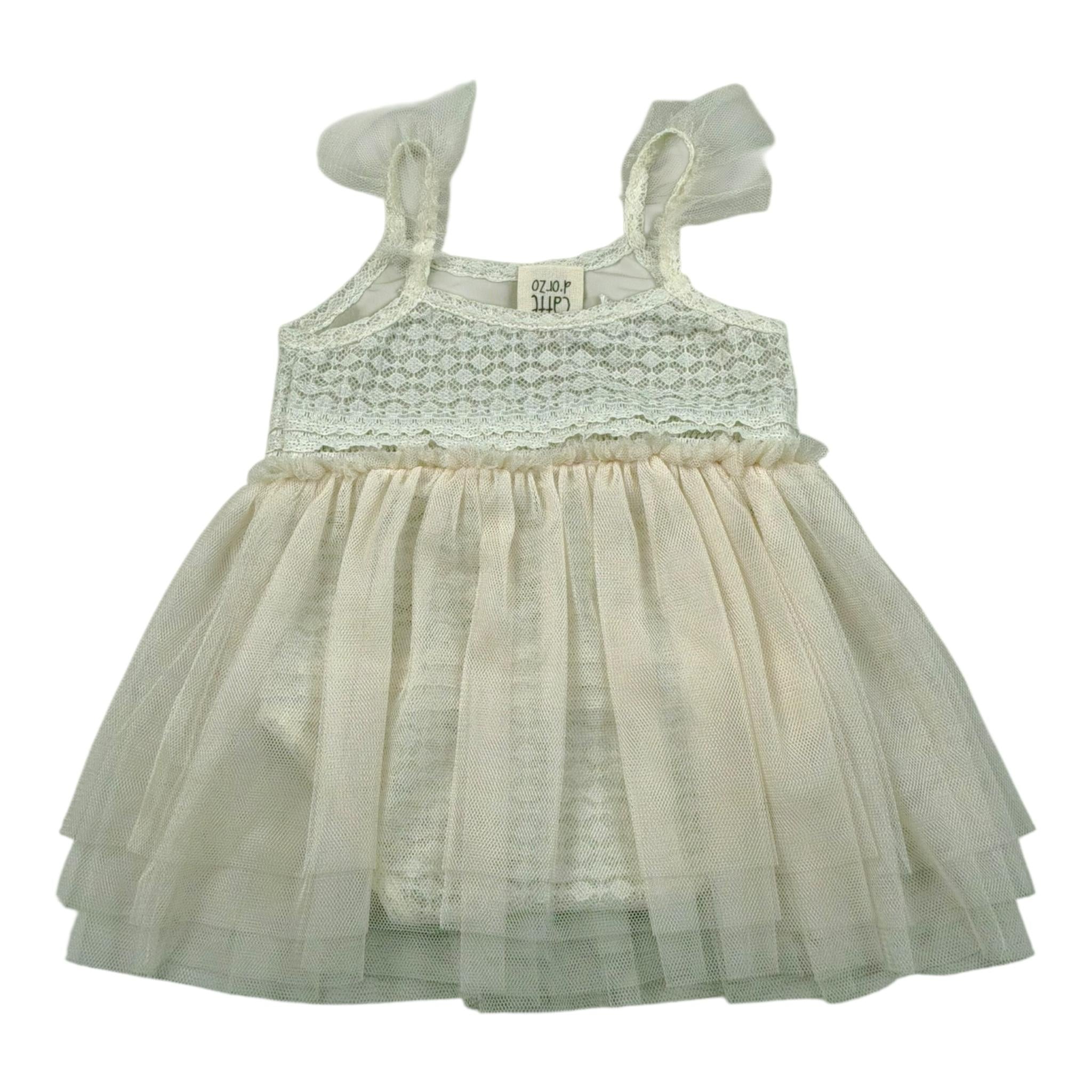 Caffe' D'Orzo Abito Tinta Unita con Ricami per Neonata ZUAA21 AVORIO CAFFE' D'ORZO 