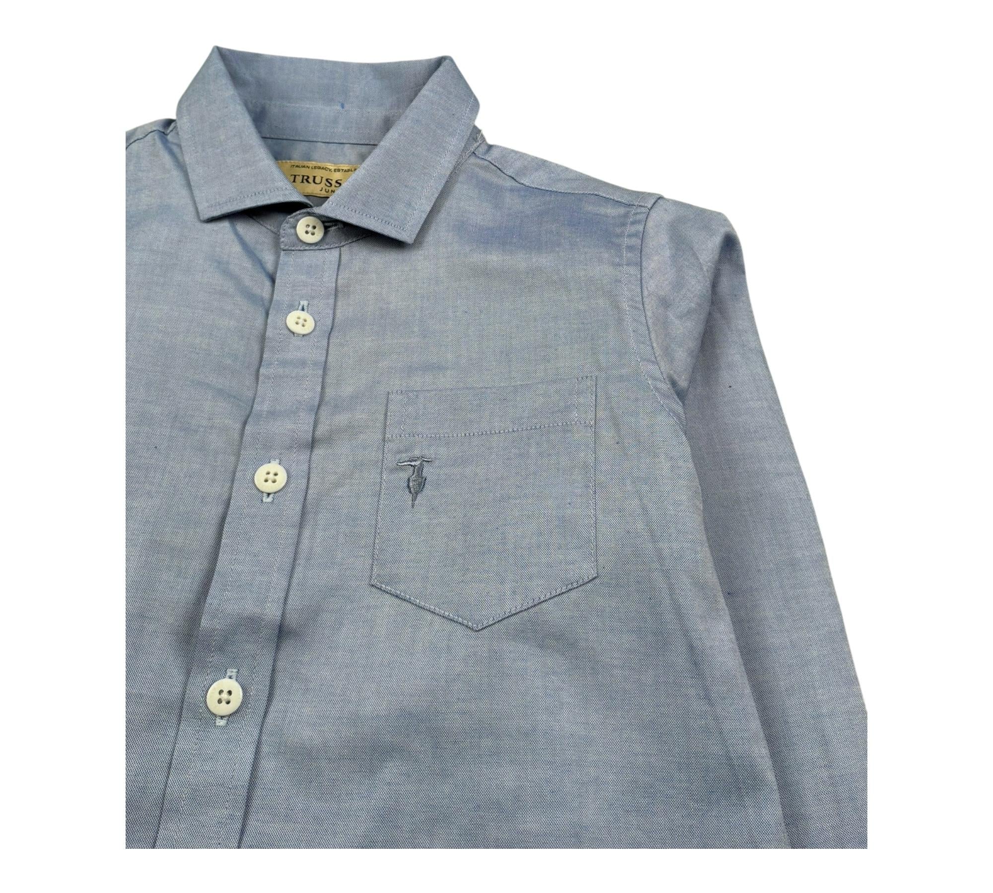 Trussardi Camicia Manica Lunga Tinta Unita per Bambino TBP26136CA AZZURRO TRUSSARDI 