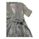 Met Abito Mezza Manica Tinta Unita per Bambina ME336 ARGENTO MET 