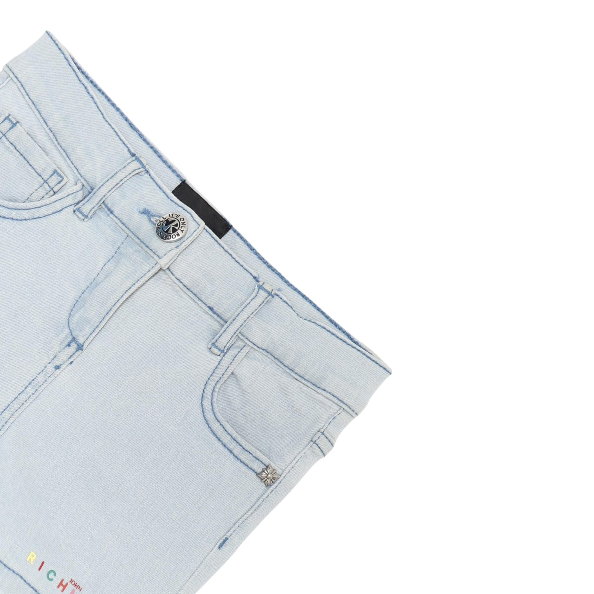 John Richmond Short In Denim Tinta Unita con Logo per Bambina RIP25031SHJXXX AZZURRO JOHN RICHMOND 