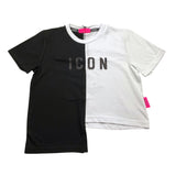 Icon T-Shirt Bicolore con Stampa E Brillantini per Bambina IGKS00540 BIANCO/NERO ICON 