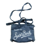 Saint Barth Mini Borsa In Denim Tinta Unita per Bambina PHONE AZZURRO SAINT BARTH 
