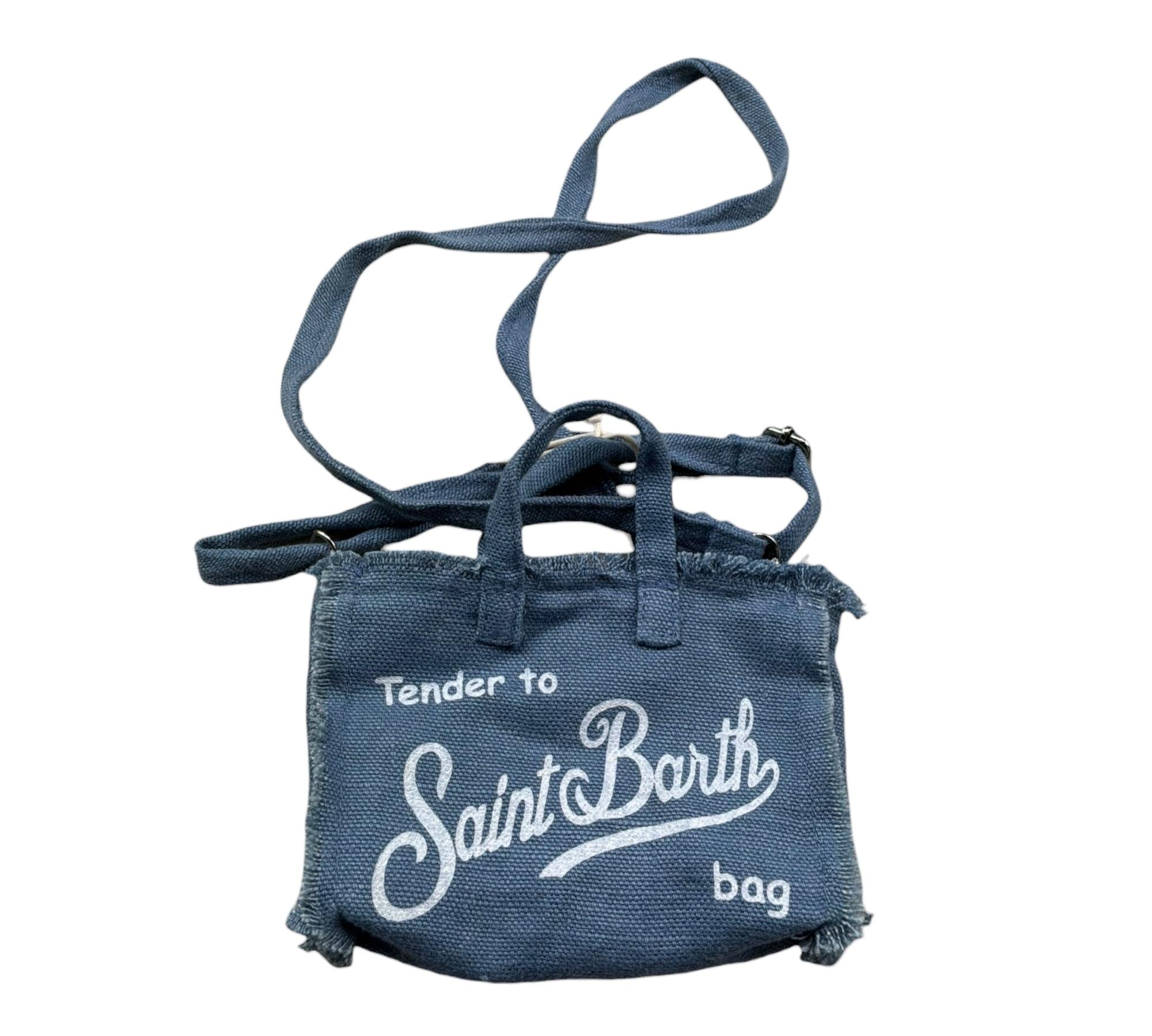 Saint Barth Mini Borsa In Denim Tinta Unita per Bambina PHONE AZZURRO SAINT BARTH 