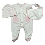 Trussardi Set 3 Pezzi Tutina-Cappello-Bvetta per Neonata TLP26003TUA BIANCO TRUSSARDI 