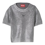 DIESEL t-shirt tinta unita girocollo con logo Argento per Bambina J02069 ARGENTO DIESEL 