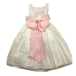 La Stupenderia Abito Cerimonia Giromanica Tinta Unita con Fiocco per Bambina CJAB96 BIANCO LA STUPENDERIA 