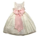 La Stupenderia Abito Cerimonia Giromanica Tinta Unita con Fiocco per Bambina CJAB96 BIANCO LA STUPENDERIA 