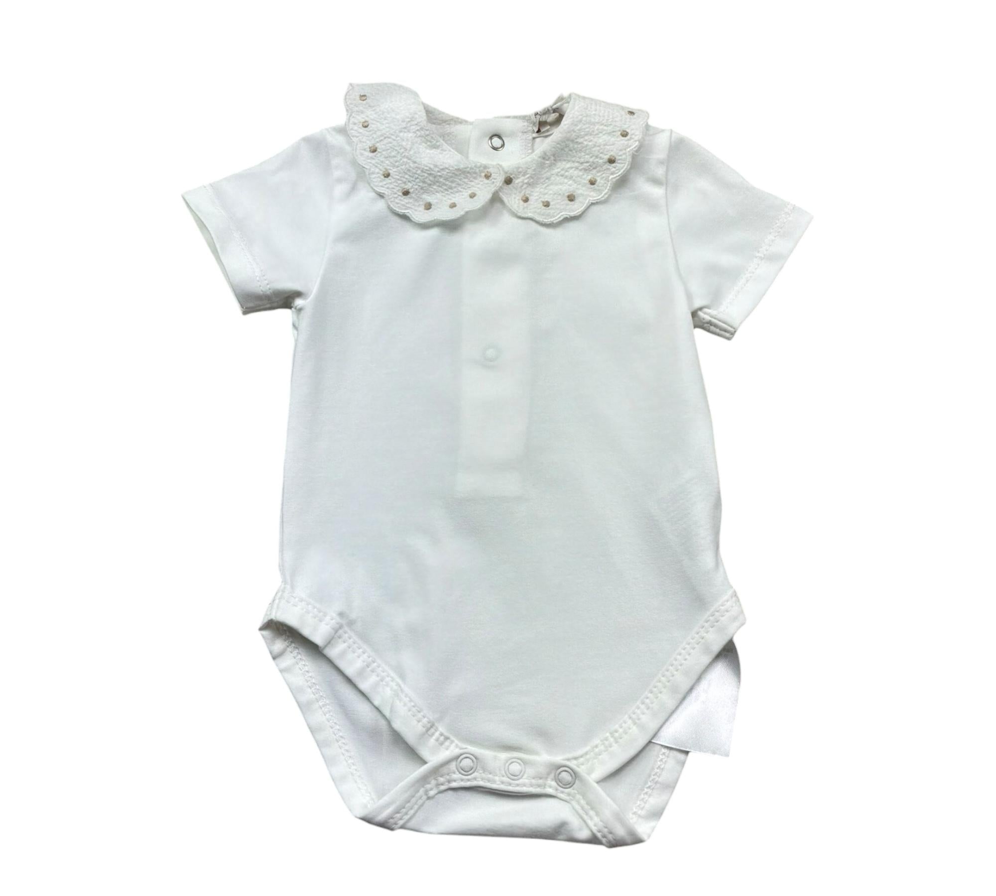 Le Bebe Body Mezza Manica Tinta Unita con Colletto per Neonata LBG6309 BIANCO LE BEBE 