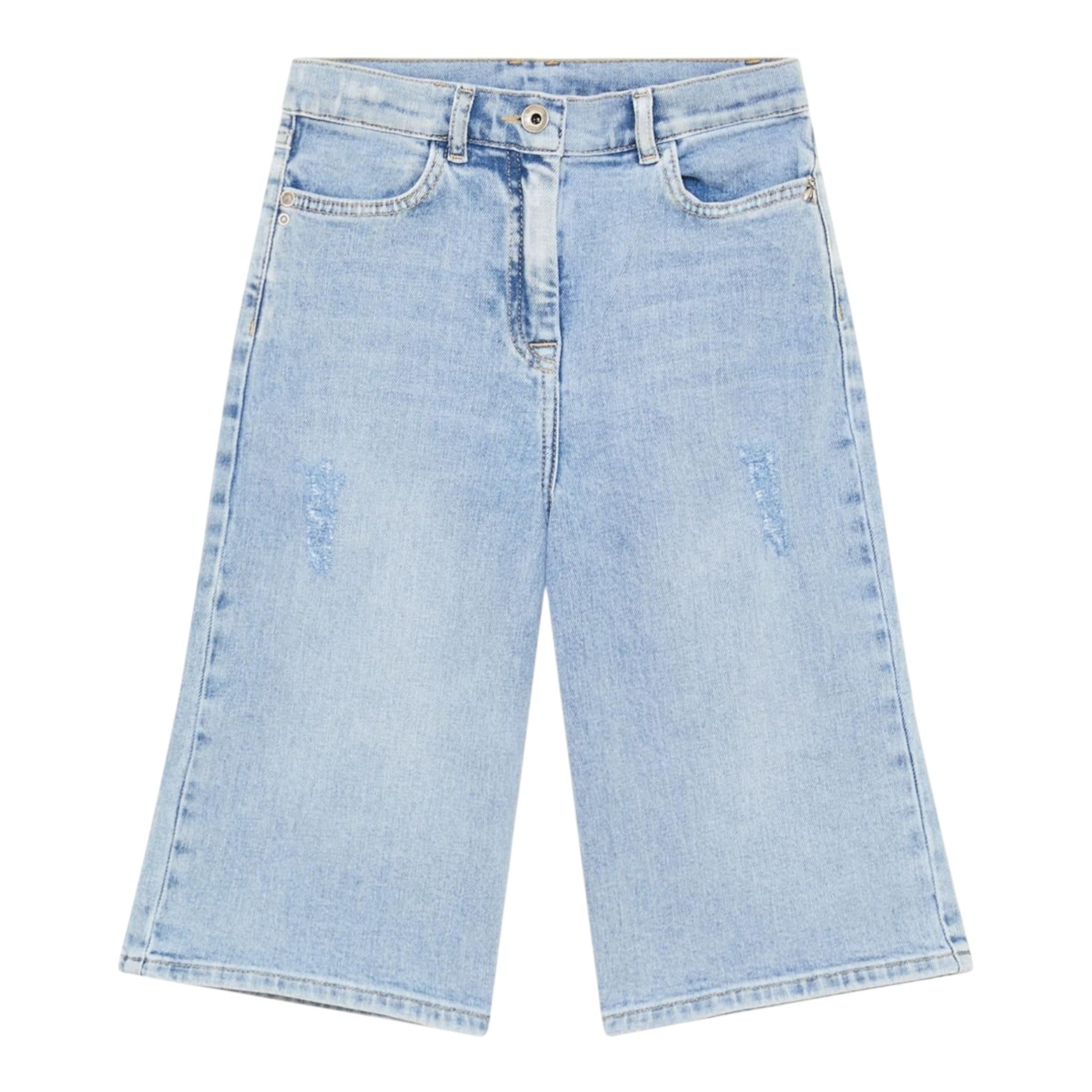 Patrizia Pepe Bermuda In Denim Tinta Unita con Tasche per Bambina 7P0380 AZZURRO PATRIZIA PEPE 