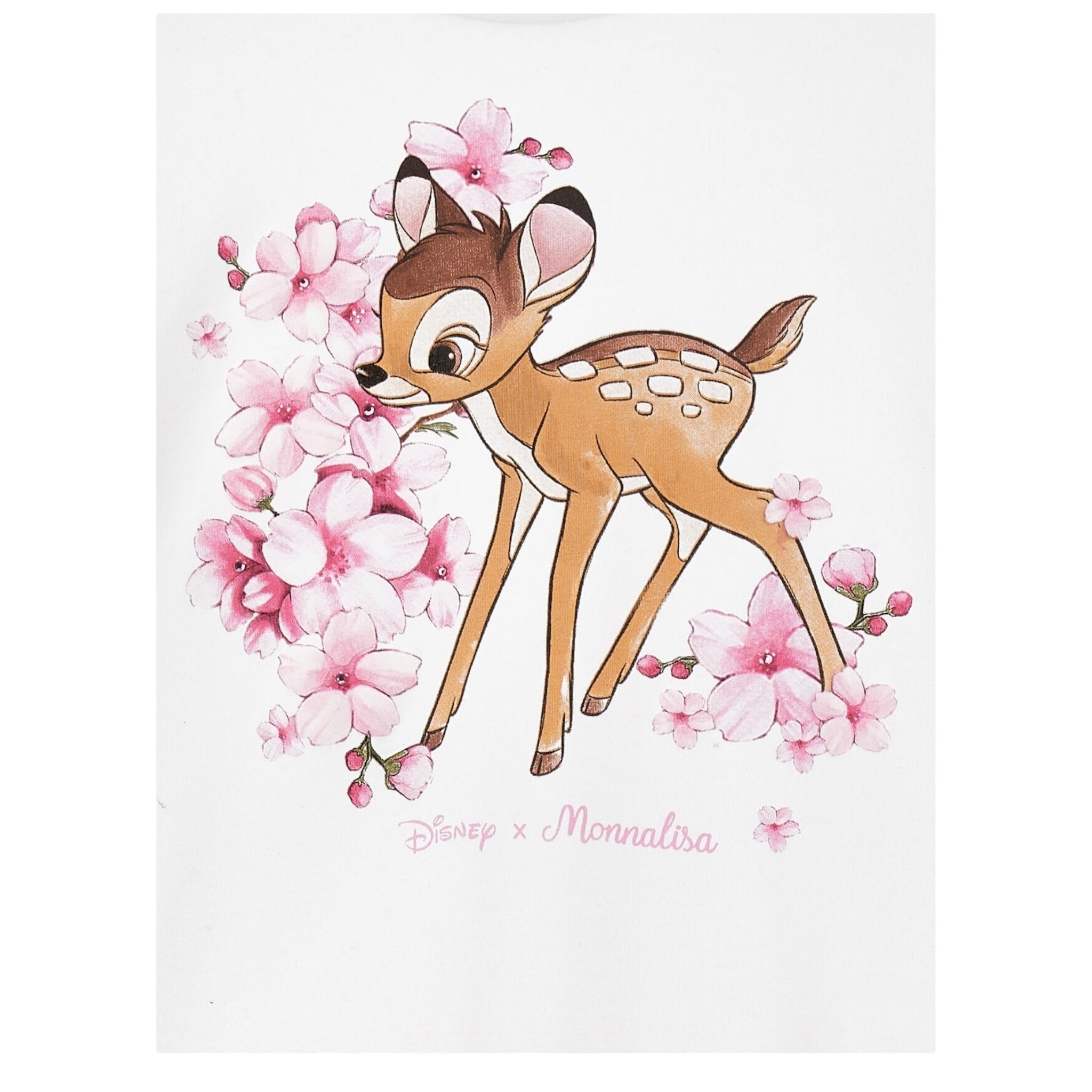 Monnalisa Abito Tinta Unita con Fantasia Fiori per Bambina 11E906XX BIANCO/ROSA MONNALISA 