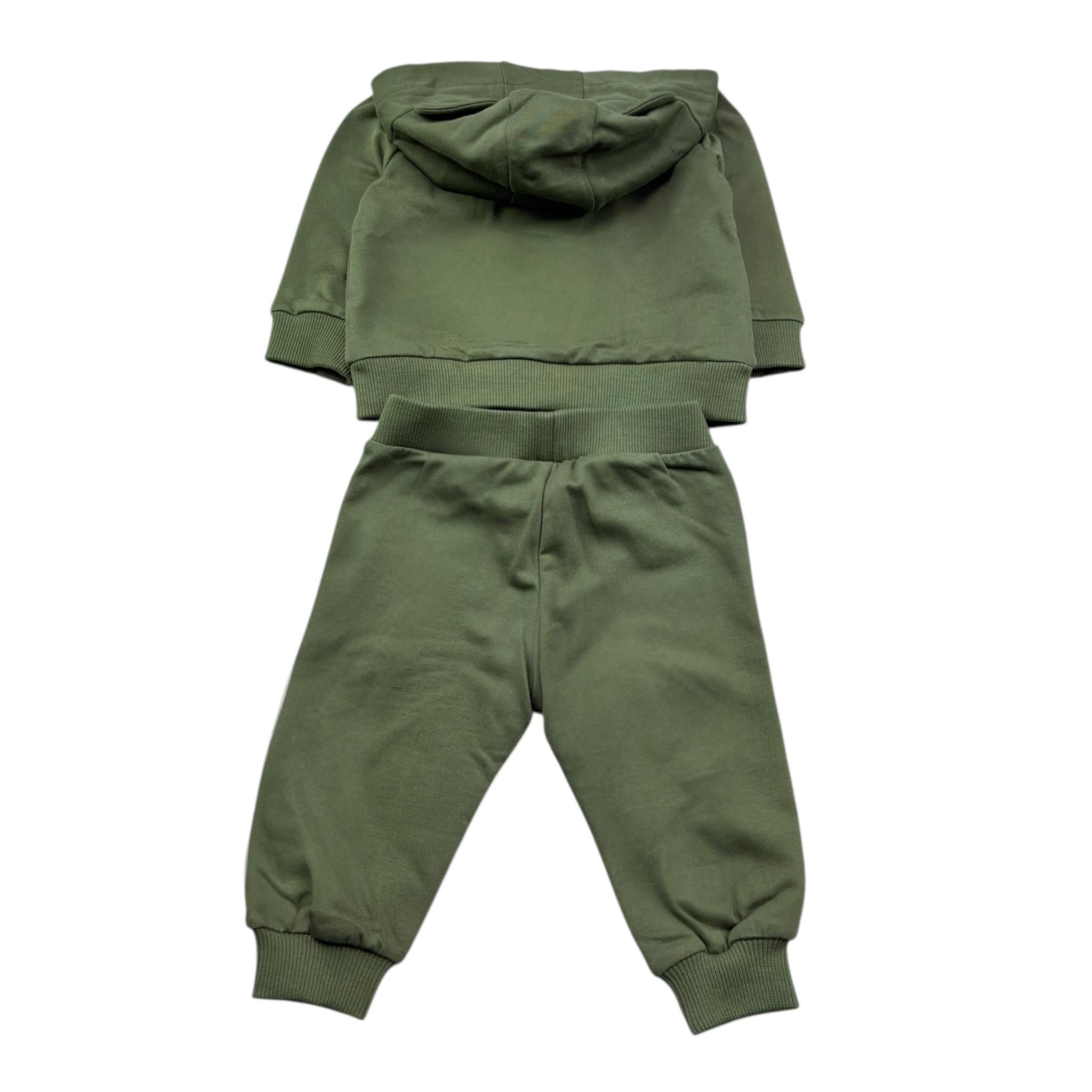 Moschino Completo 2 Pezzi Felpa-Pantalone Tinta Unita per Neonato MMK05D VERDE MOSCHINO 