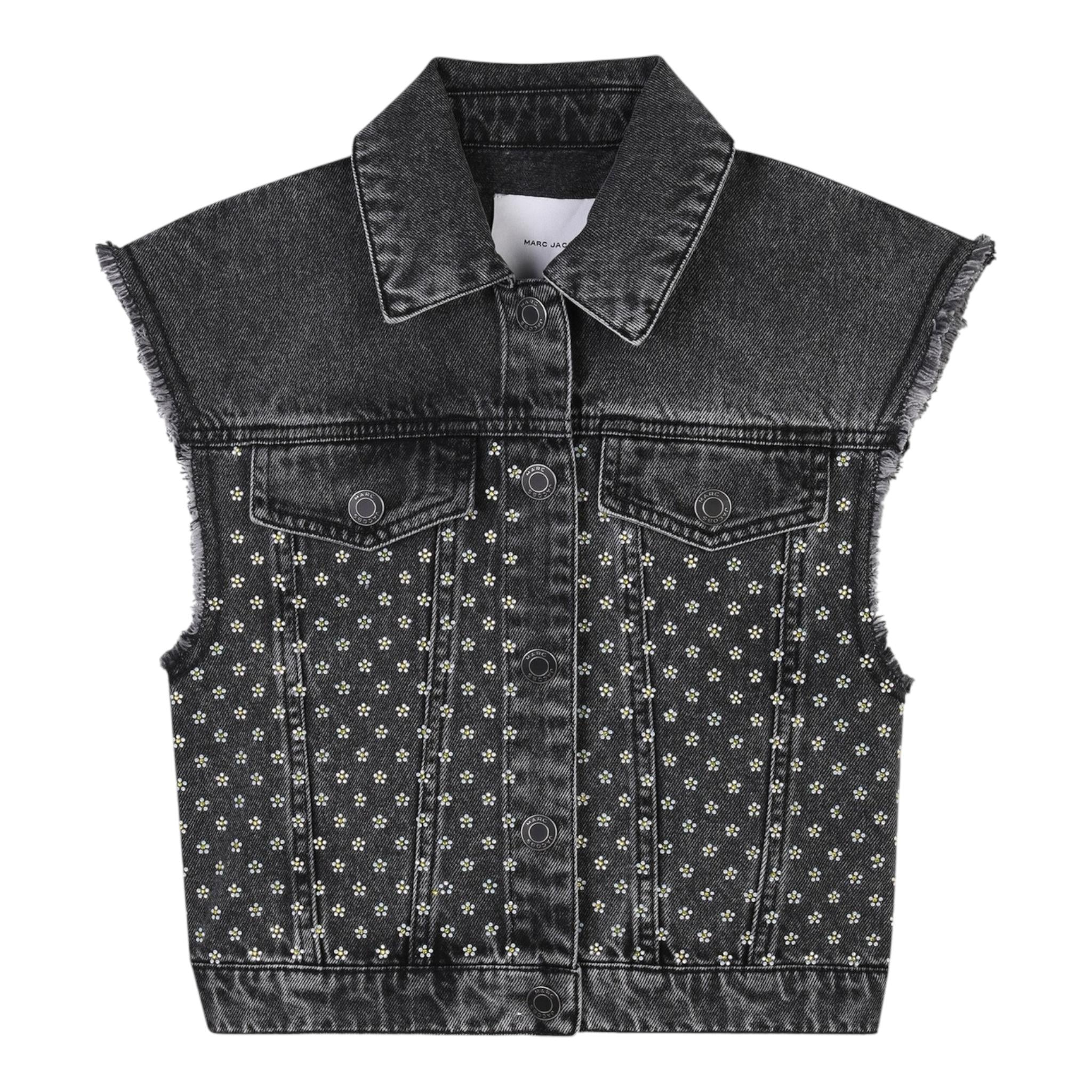 Marc Jacobs Smanicato In Denim Tinta Unita con Brillantini per Bambina W60544 NERO MARC JACOBS 