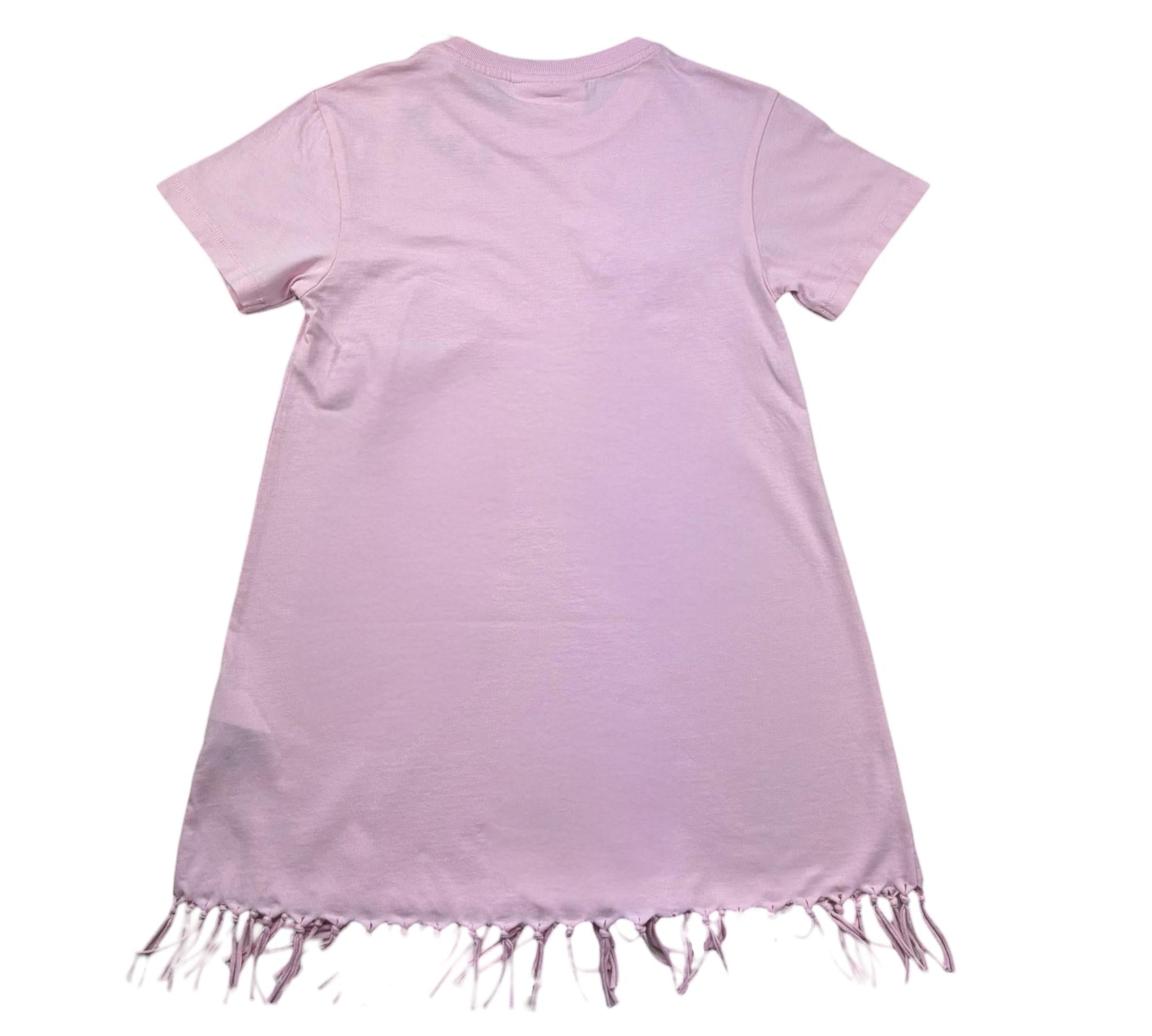 Saint Barth Abito Mezza Manica Tinta Unita con Frange per Bambina ABY ROSA SAINT BARTH 