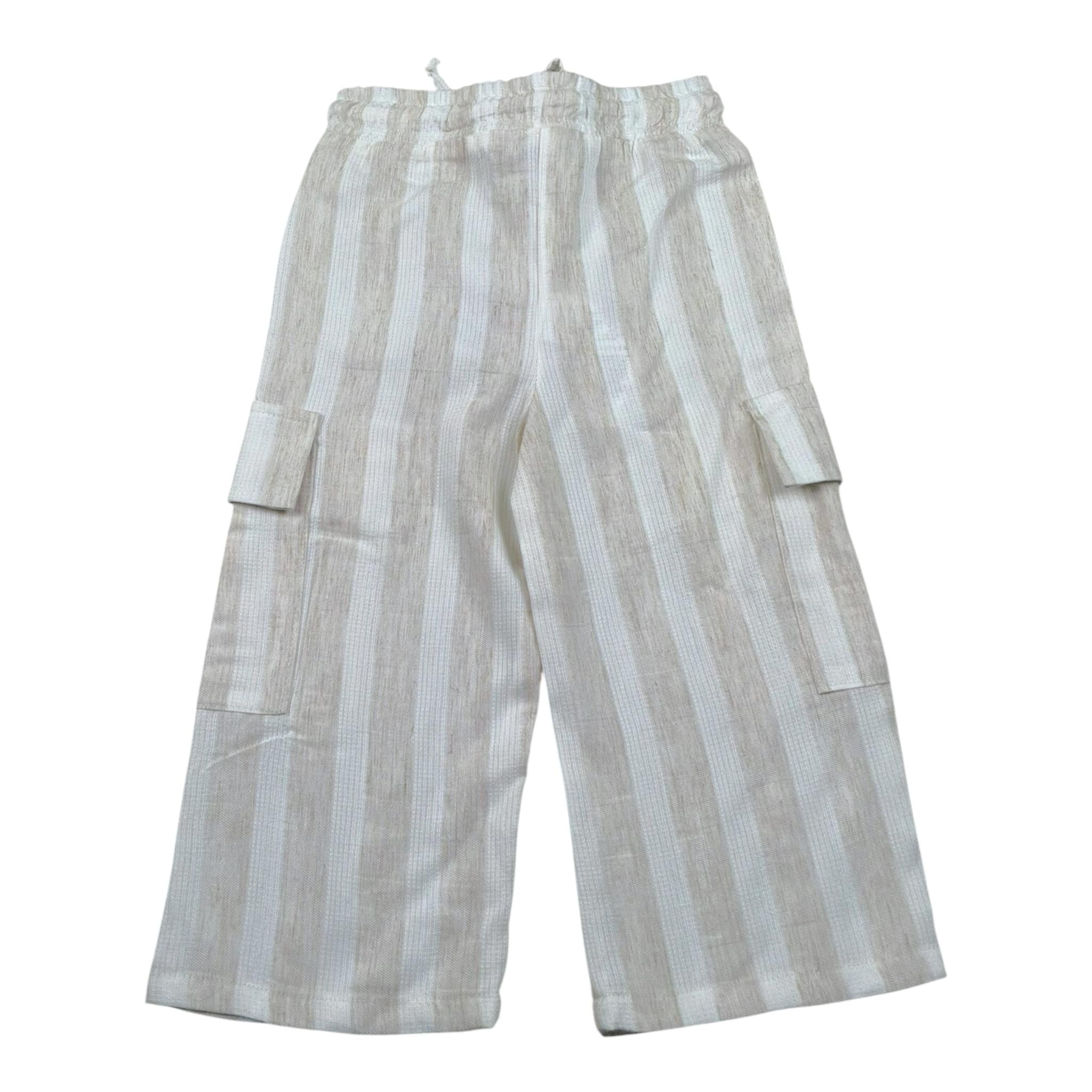Magil Pantalone Bicolore Fantasia A Righe per Neonata HM25001N BIANCO/BEIGE MAGIL 