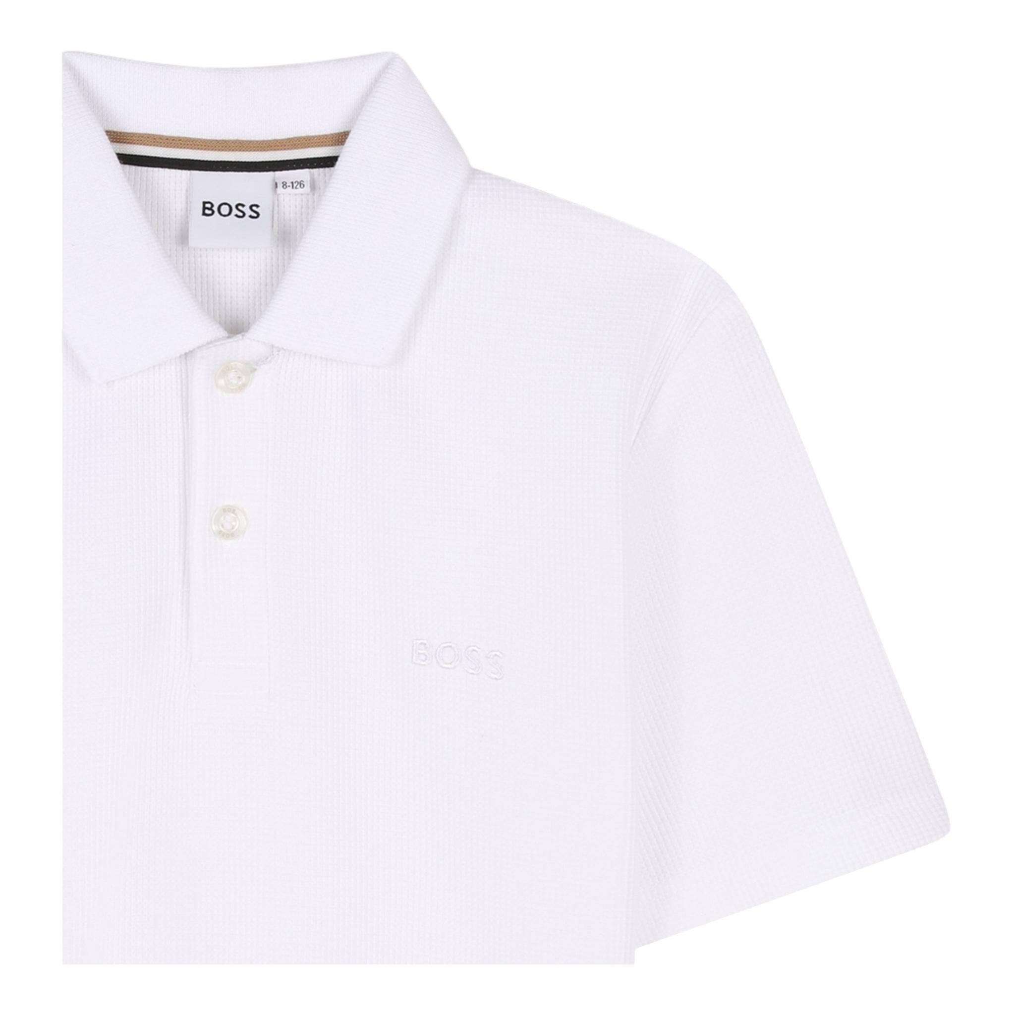 Boss Polo Mezza Manica Tinta Unita per Bambino J52042 BIANCO BOSS 