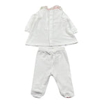 Lalalu' Completo 2 Pezzi Shirt-Ghettina Tinta Unita con Stampa per Neonata CPL017P BIANCO LALALU' 