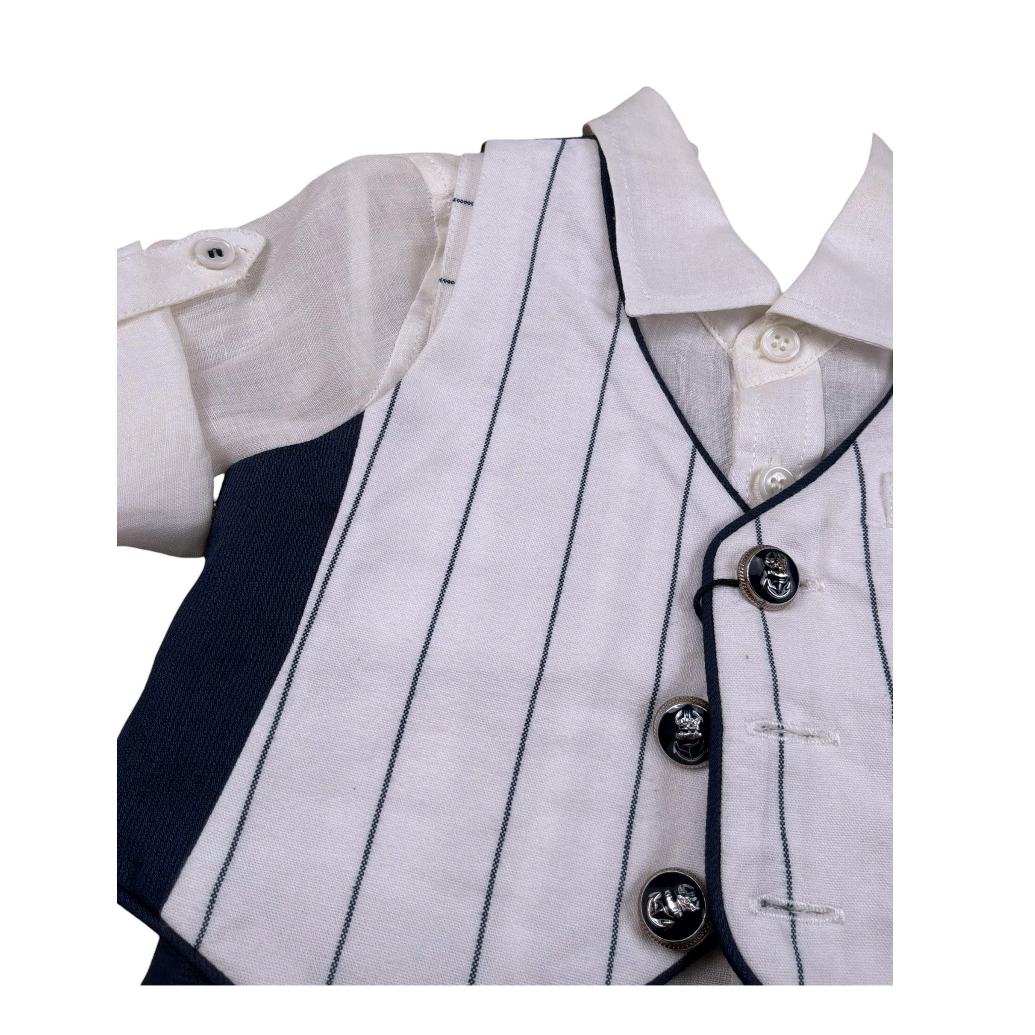 Baby A. Completo 3 Pezzi Gilet-Camicia--Pantalone per Neonato A2102 BLU BABY A. 