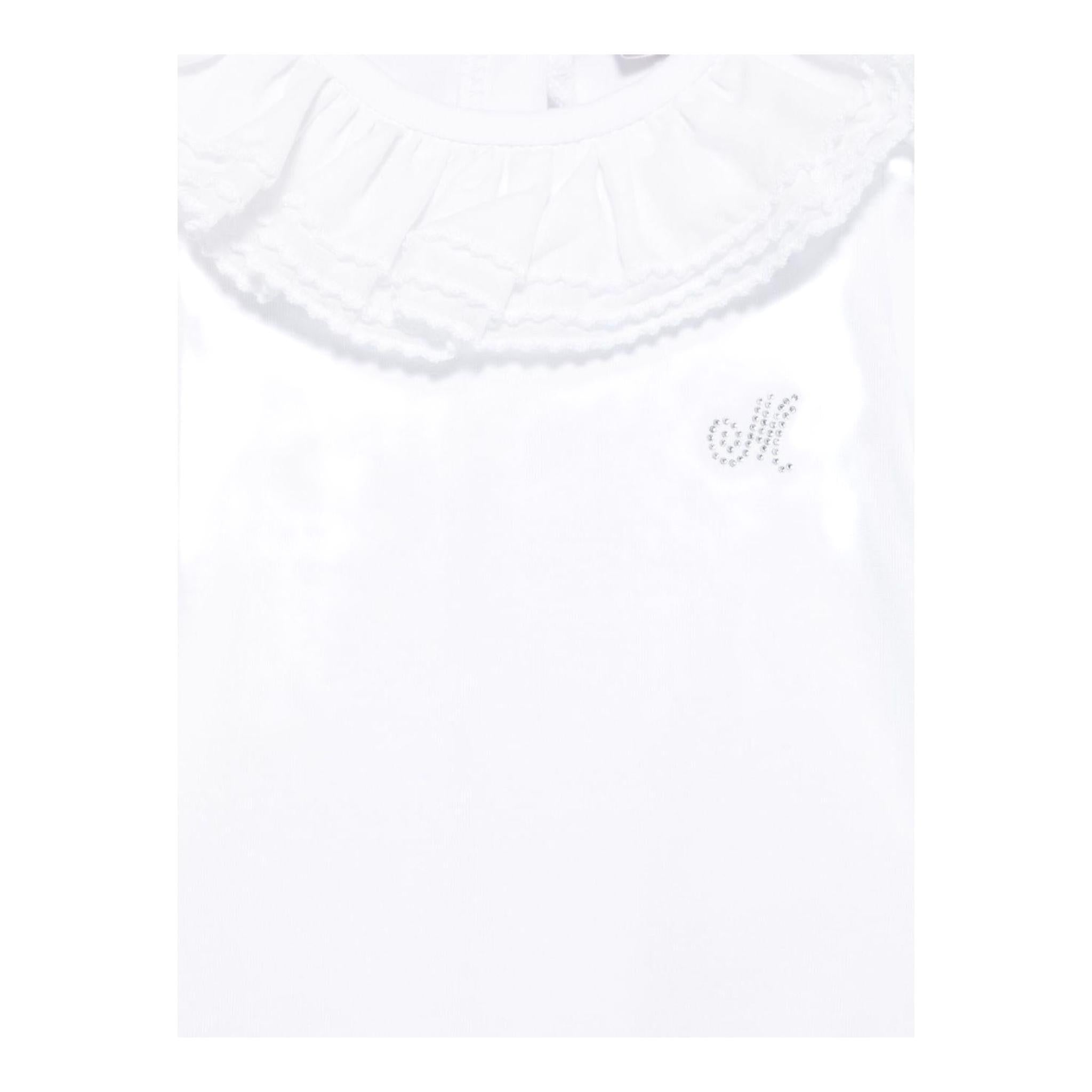 Monnalisa Body Tinta Unita Mezza Manica con Rouches per Neonata 37E300 BIANCO MONNALISA 