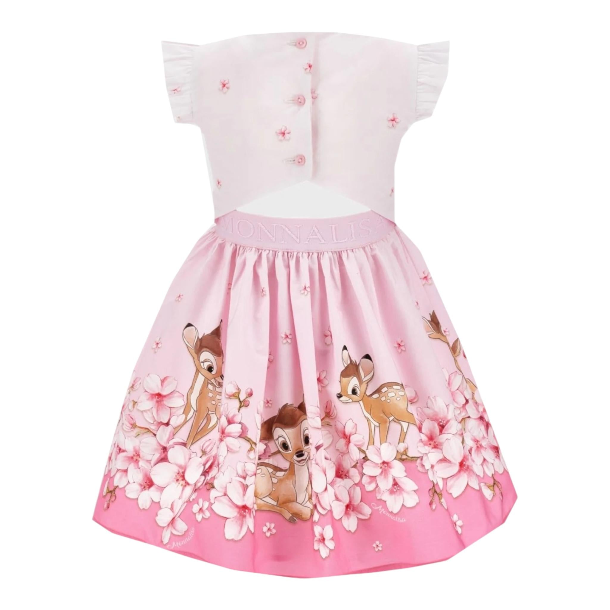 Monnalisa Abito Mezza Manica Tinta Unita con Stampe per Bambina 11E912X ROSA MONNALISA 