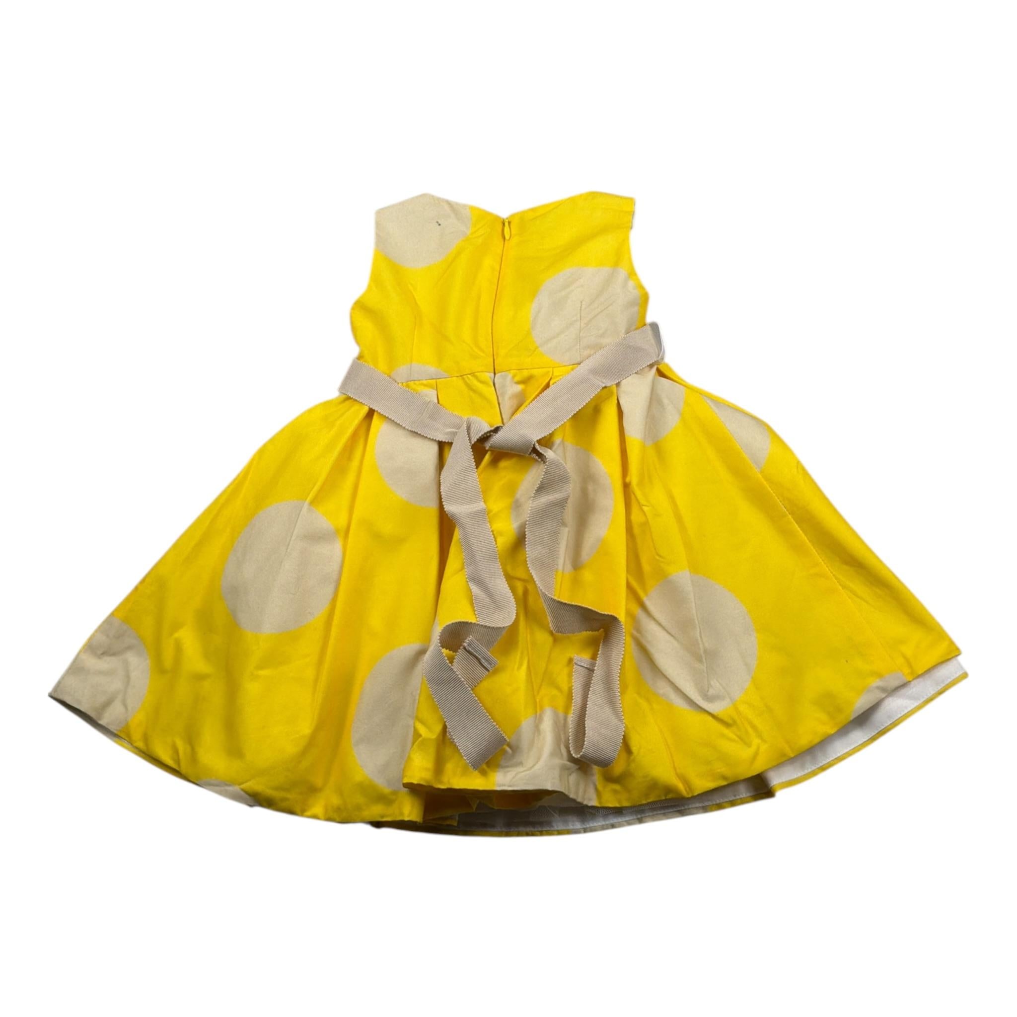 Colori Chiari Abito Giromanica tinta unita con Cinturino Giallo per Neonata FN107059 GIALLO COLORI CHIARI 