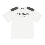 BALMAIN t-shirt girocollo tinta unita con stampa Bianco per Bambino BV8Q81 BIANCO BALMAIN 
