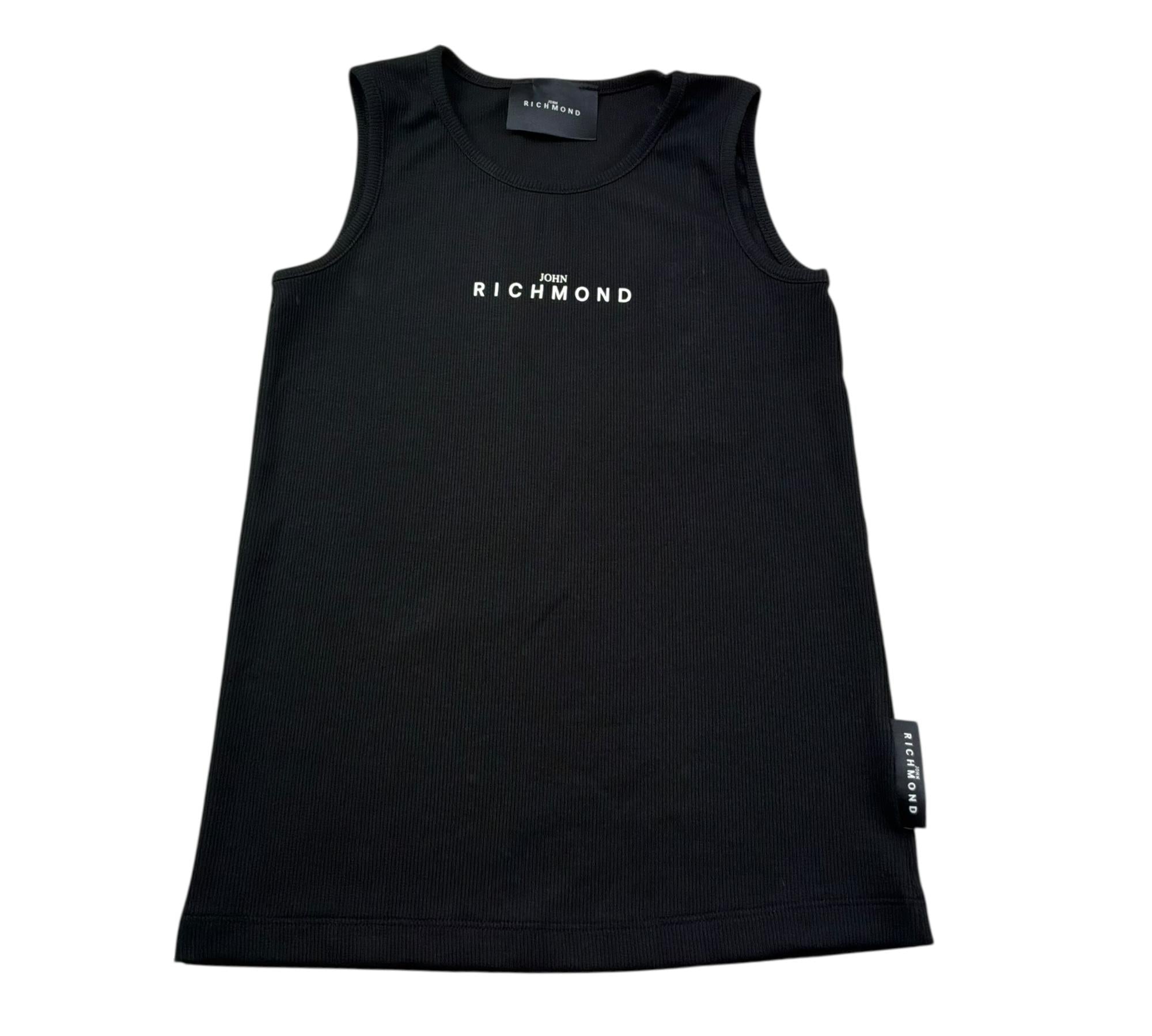 John Richmond Canotta Tinta Unita con Logo per Bambino RGP26004CN NERO JOHN RICHMOND 