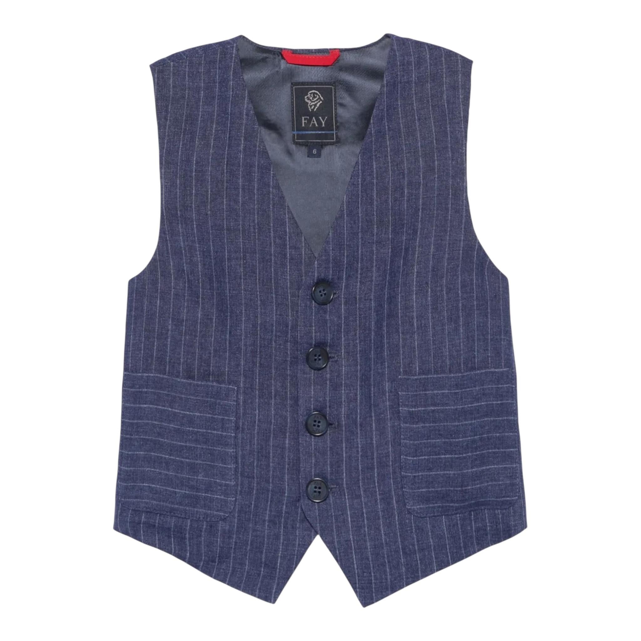 Fay Gilet Tinta Unita con Fantasia A Righe per Neonato FW2Q12N BLU FAY 