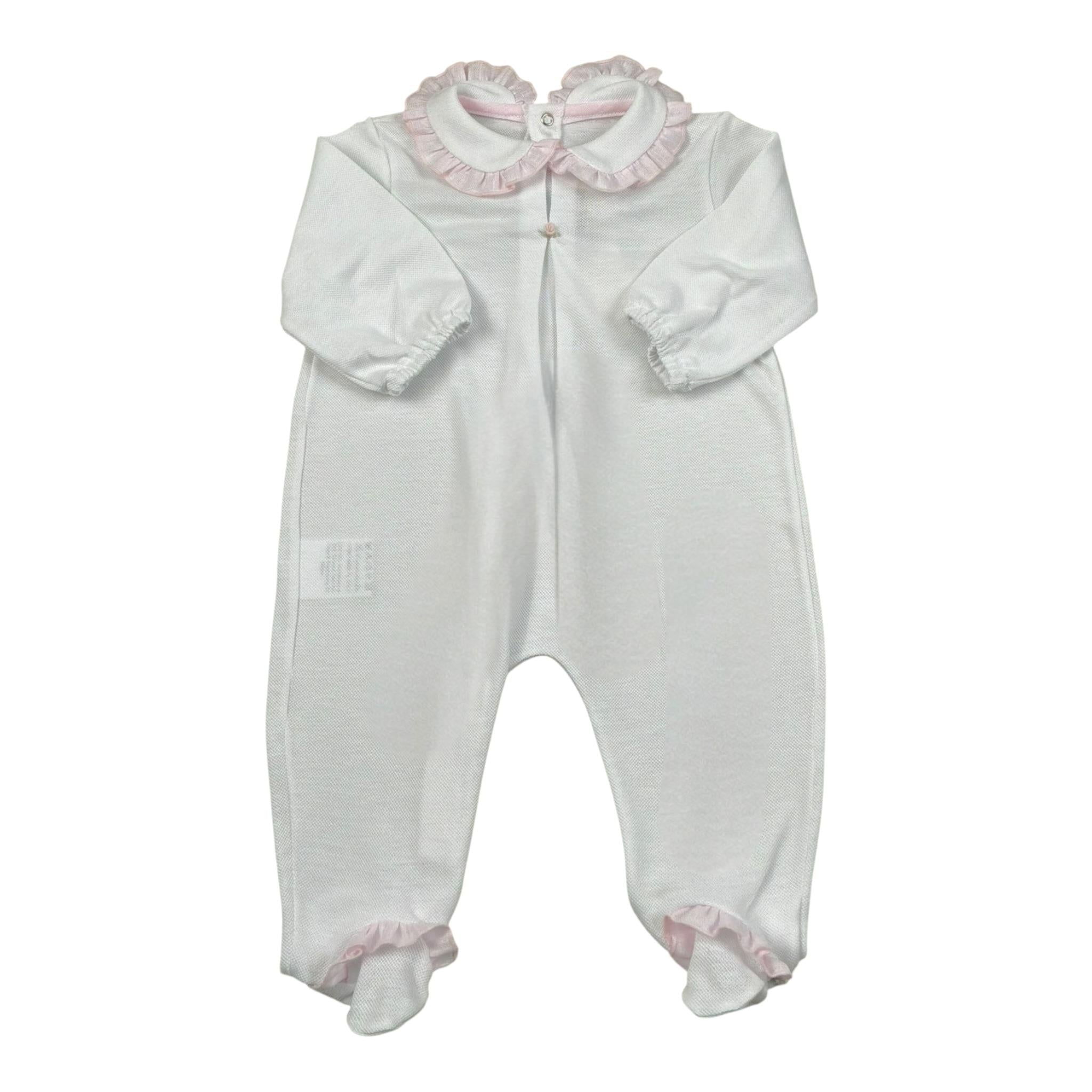 La Stupenderia Tutina tinta unita con Colletto Bainco per Neonata TBTT54 BIANCO LA STUPENDERIA 