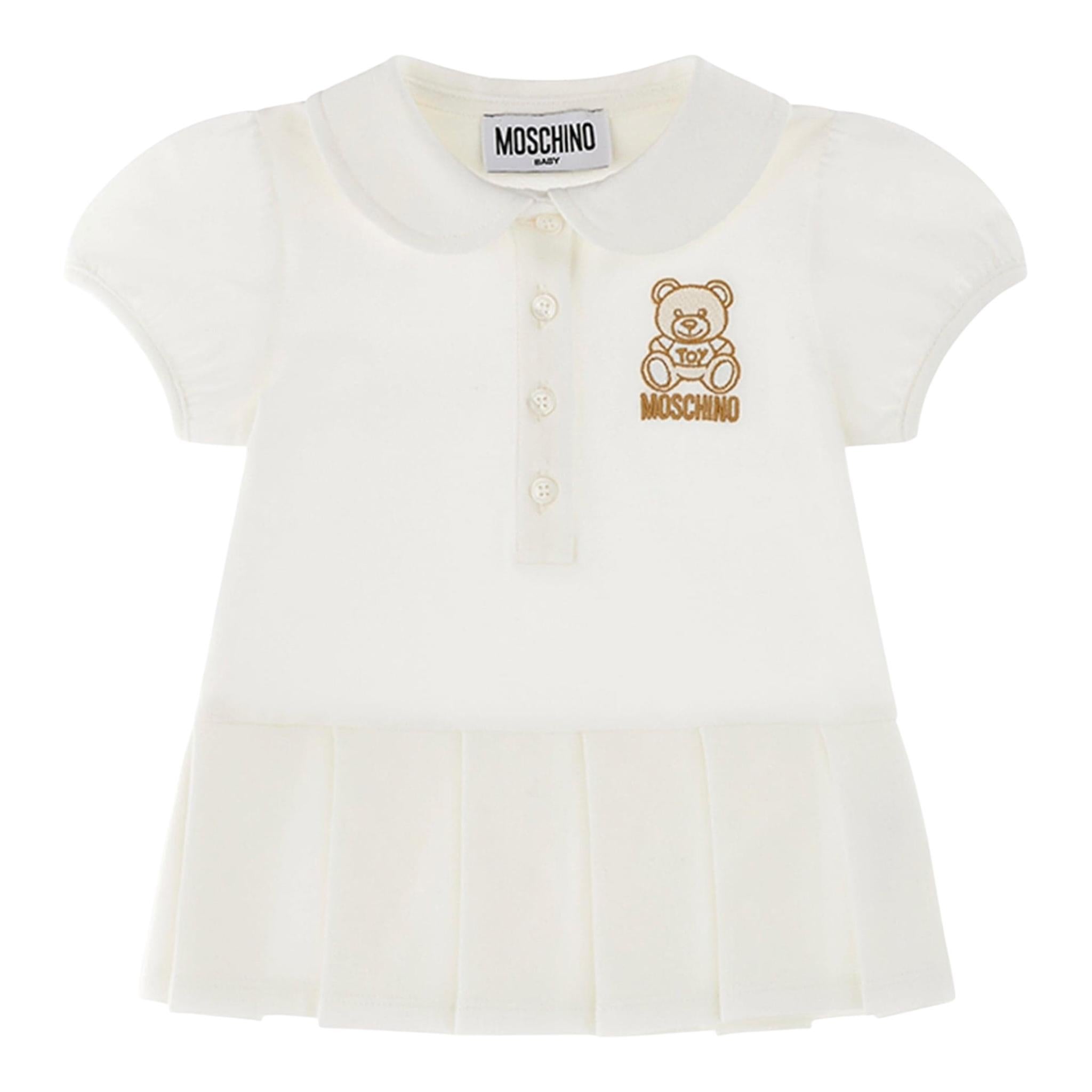 Moschino Abito Tinta Unita Mezza Manica per Neonata MDV0CE PANNA MOSCHINO 