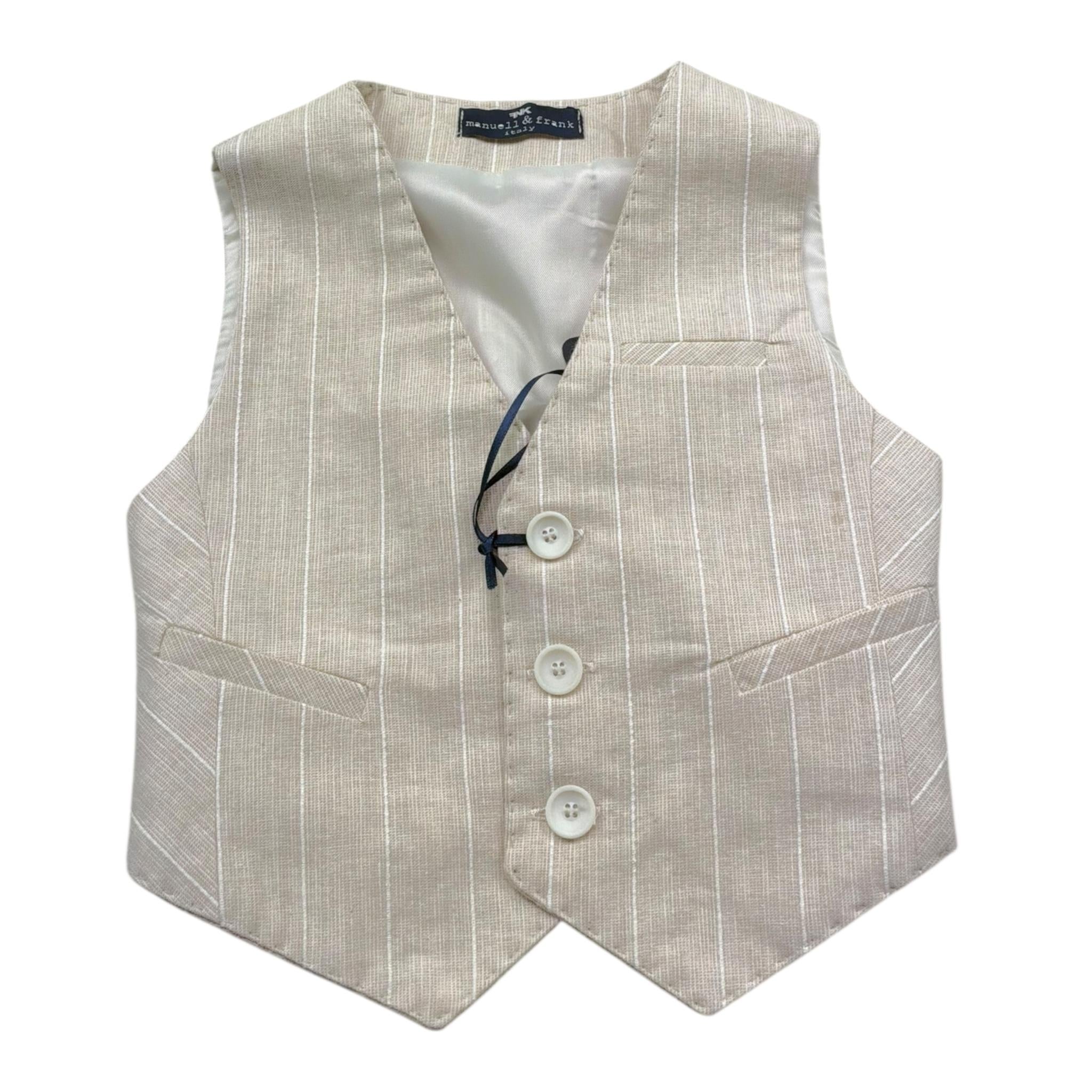 Manuel & Frank Gilet Tinta Unita con Fantasia per Neonato MF5194BN BEIGE MANUEL & FRANK 