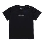 Dsquared2 T-Shirt Girocollo Tinta Unita con Stampa per Neonato DQ2853X NERO DSQUARED2 
