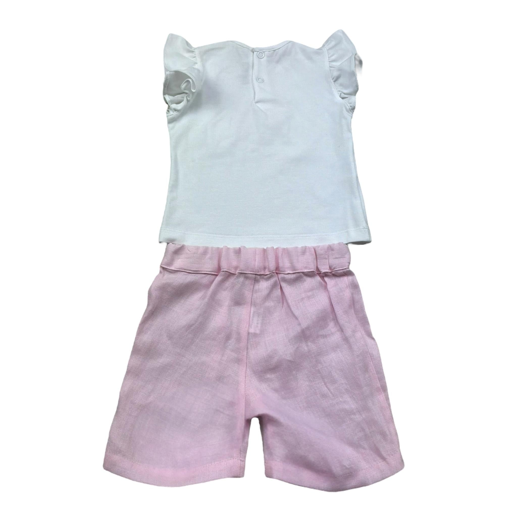 I Delfi Completo 2 Pezzi Canotta-Short per Neonata 25P5155 BIANCO/ROSA I DELFI 