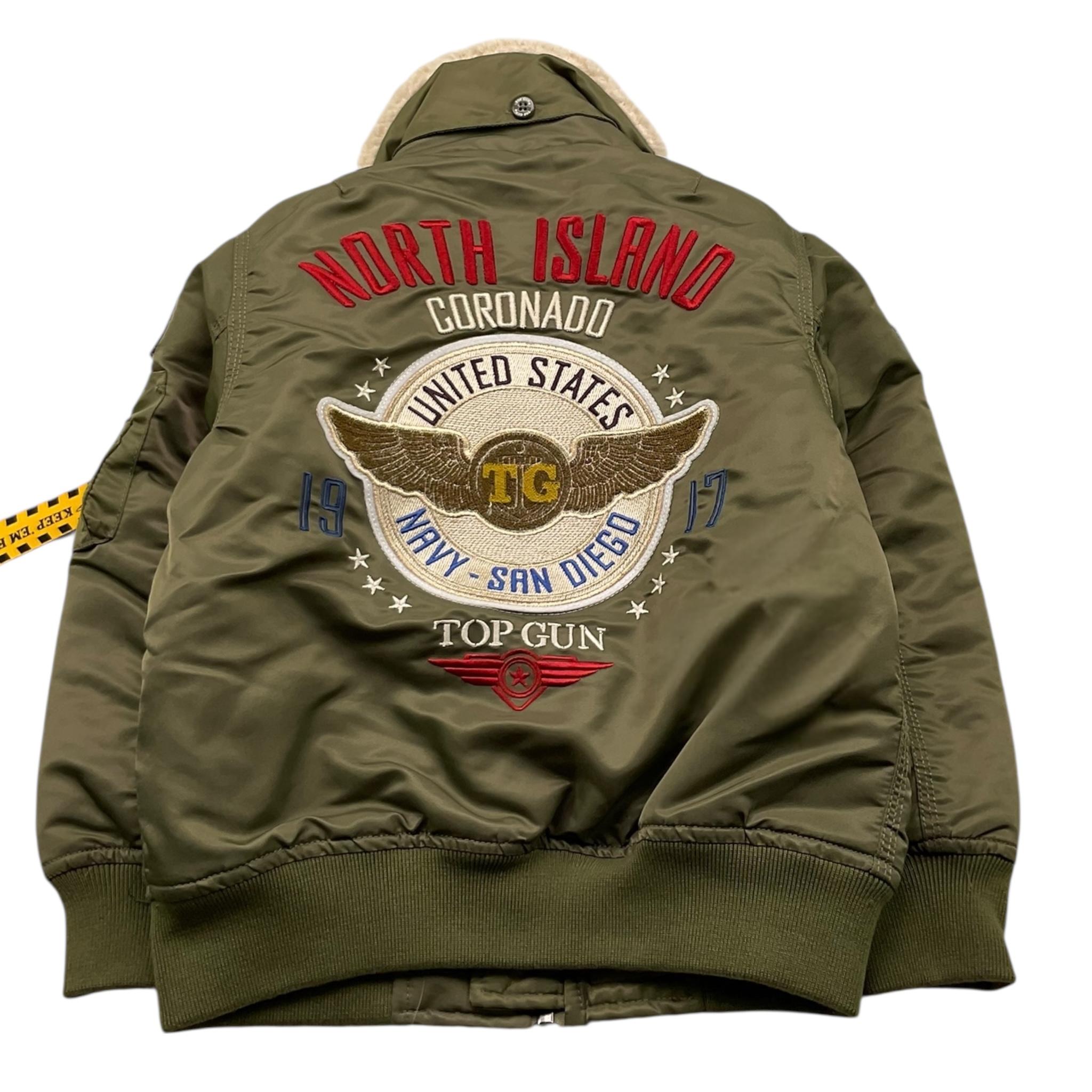 TOP GUN giubbotto tinta unita cn ricami e collo pelliccia Verde per Bambino 02G0592 VERDE TOP GUN 