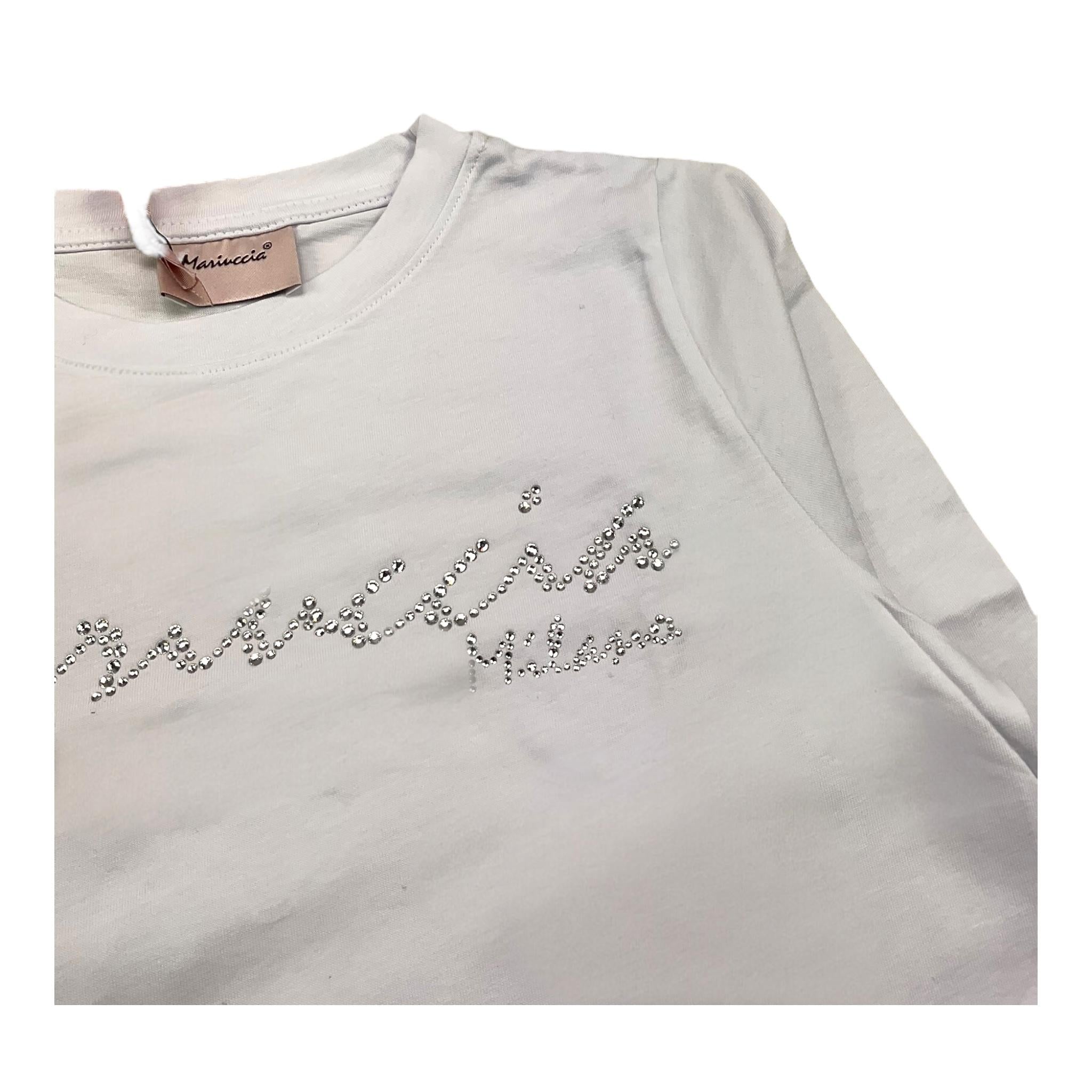 MARIUCCIA shirt girocollo tinta unita con stampa brillantinata Bianco per Bambina MBFW23T209X BIANCO MARIUCCIA 