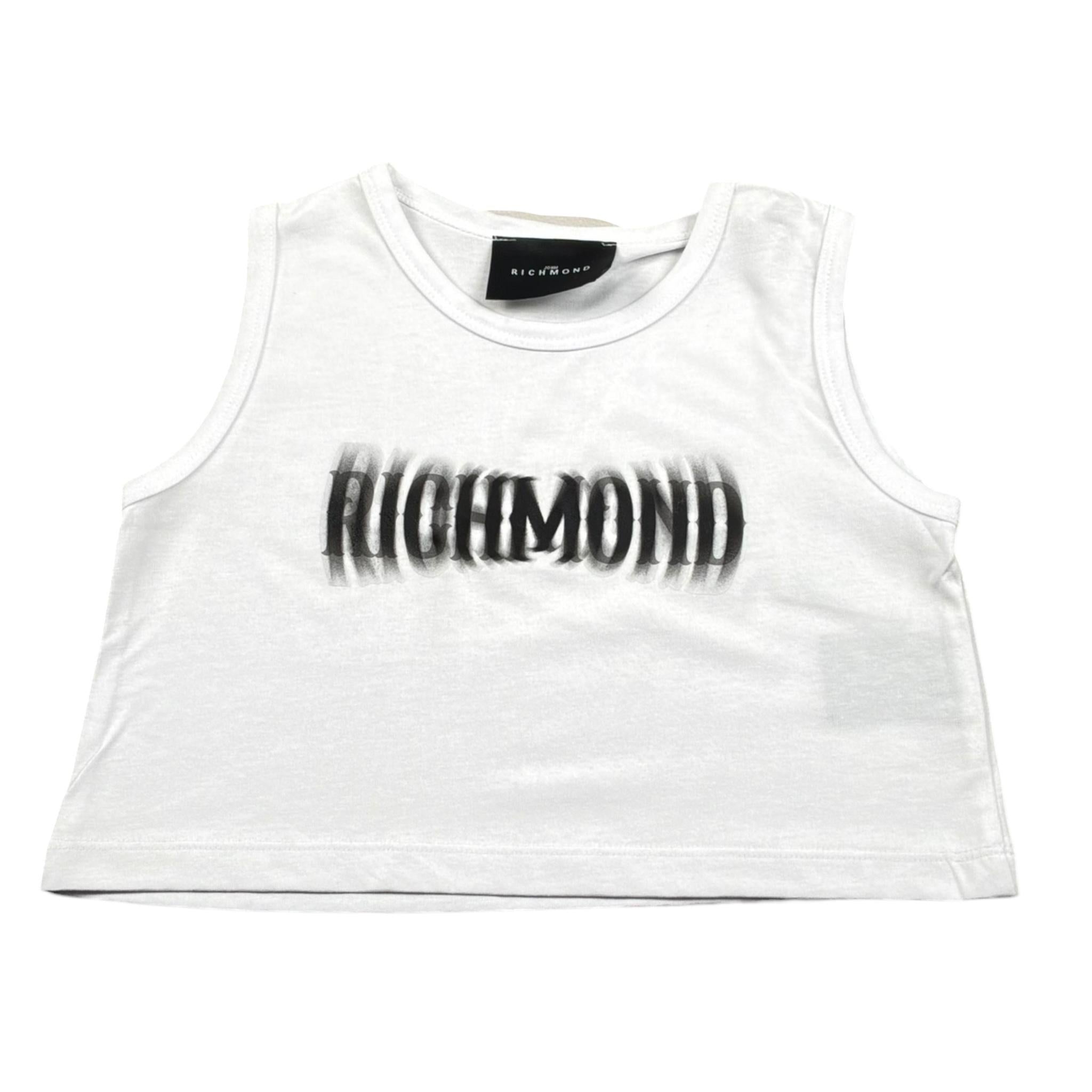 John Richmond Canotta Modello Crop Tinta Unita con Stampa per Bambina RGP26058TO BIANCO JOHN RICHMOND 