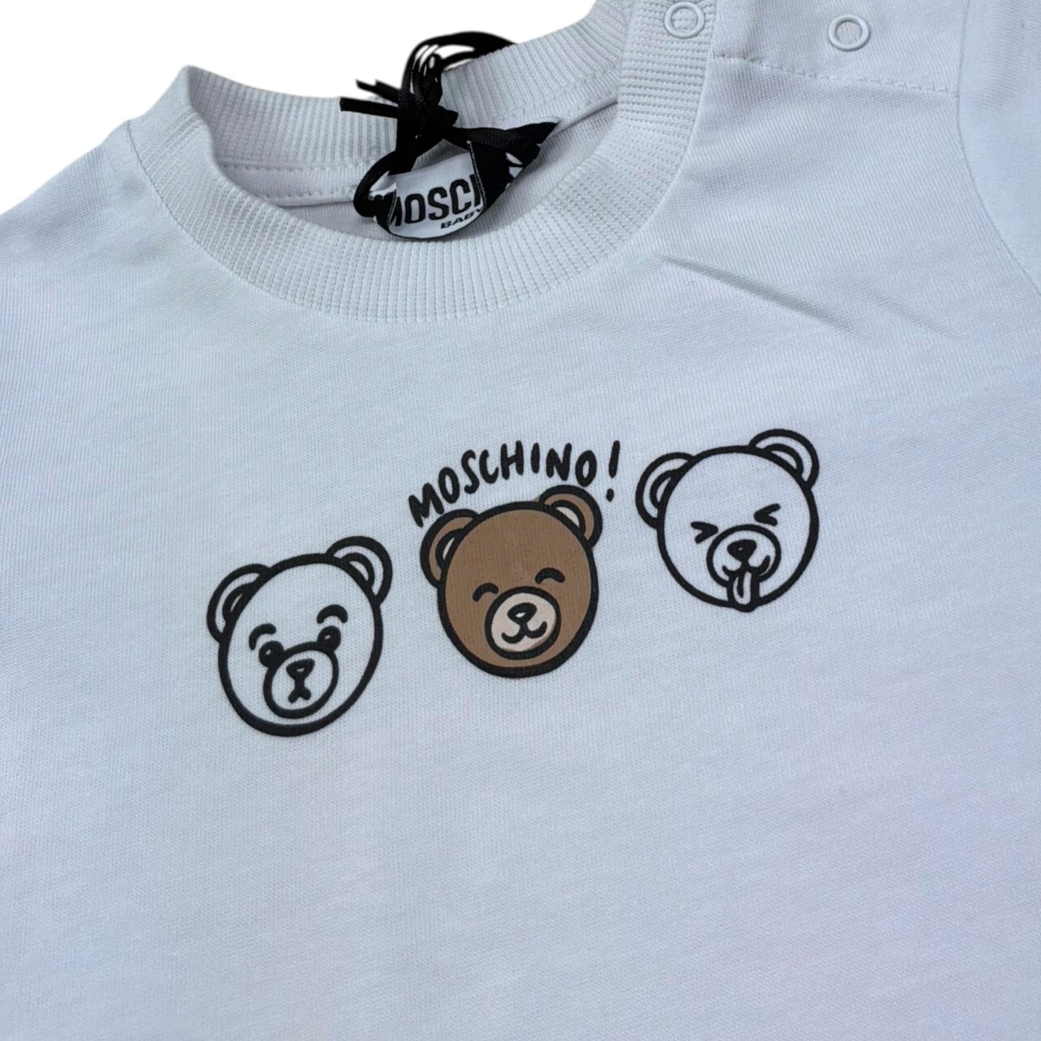 Moschino Completo 2 Pezzi T-Shirt-Bermuda Tinta Unita con Stampa per Neonato MUG01O BIANCO MOSCHINO 