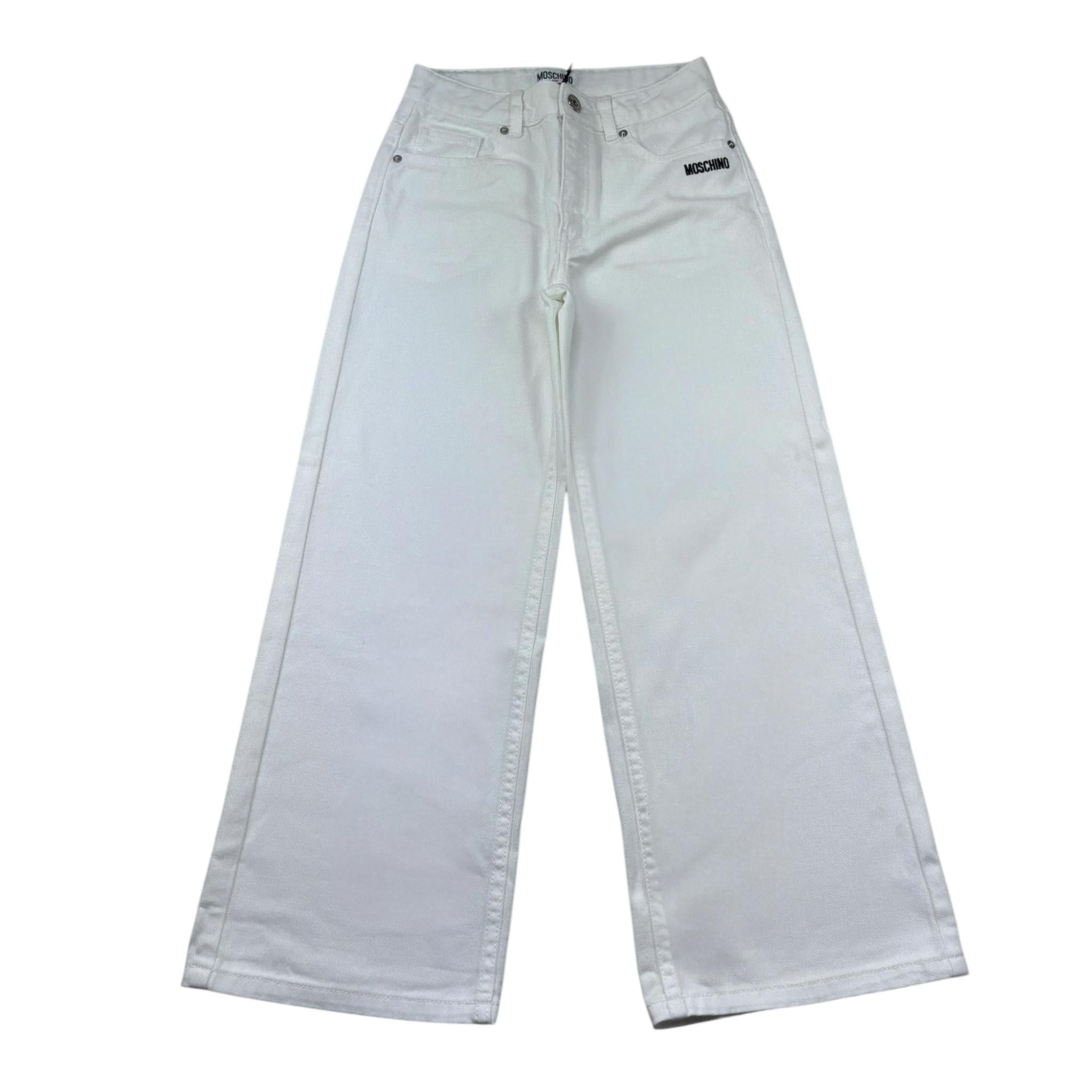 Moschino Pantalone Tinta Unita Modello A Palazzo per Bambina HDP070 BIANCO MOSCHINO 