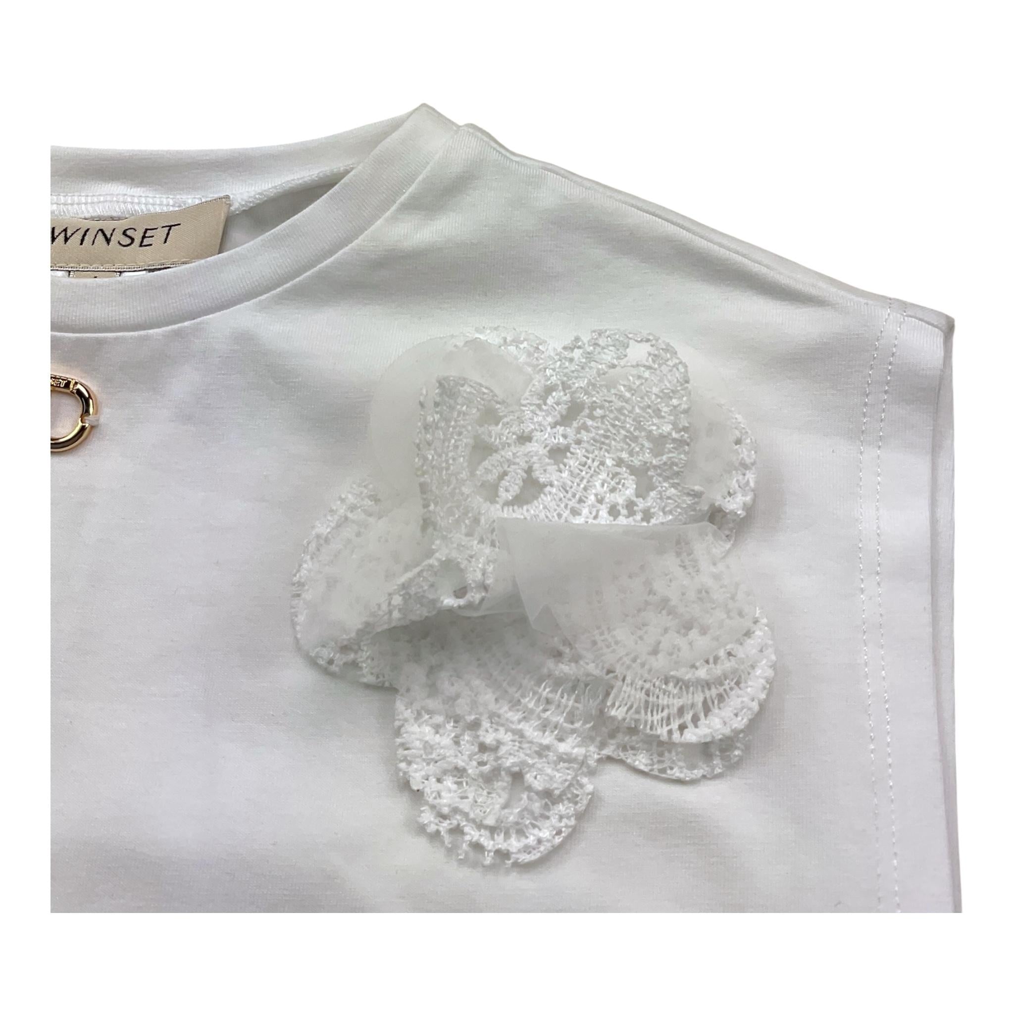 Twinset Completo Top-Short Tinta Unita Traforato per Bambina 251GJ2QR7 BIANCO TWINSET 