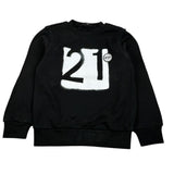 N°21 Felpa Girocollo tinta unita con Stampa Nero per Bambino N21435N0033 NERO N°21 