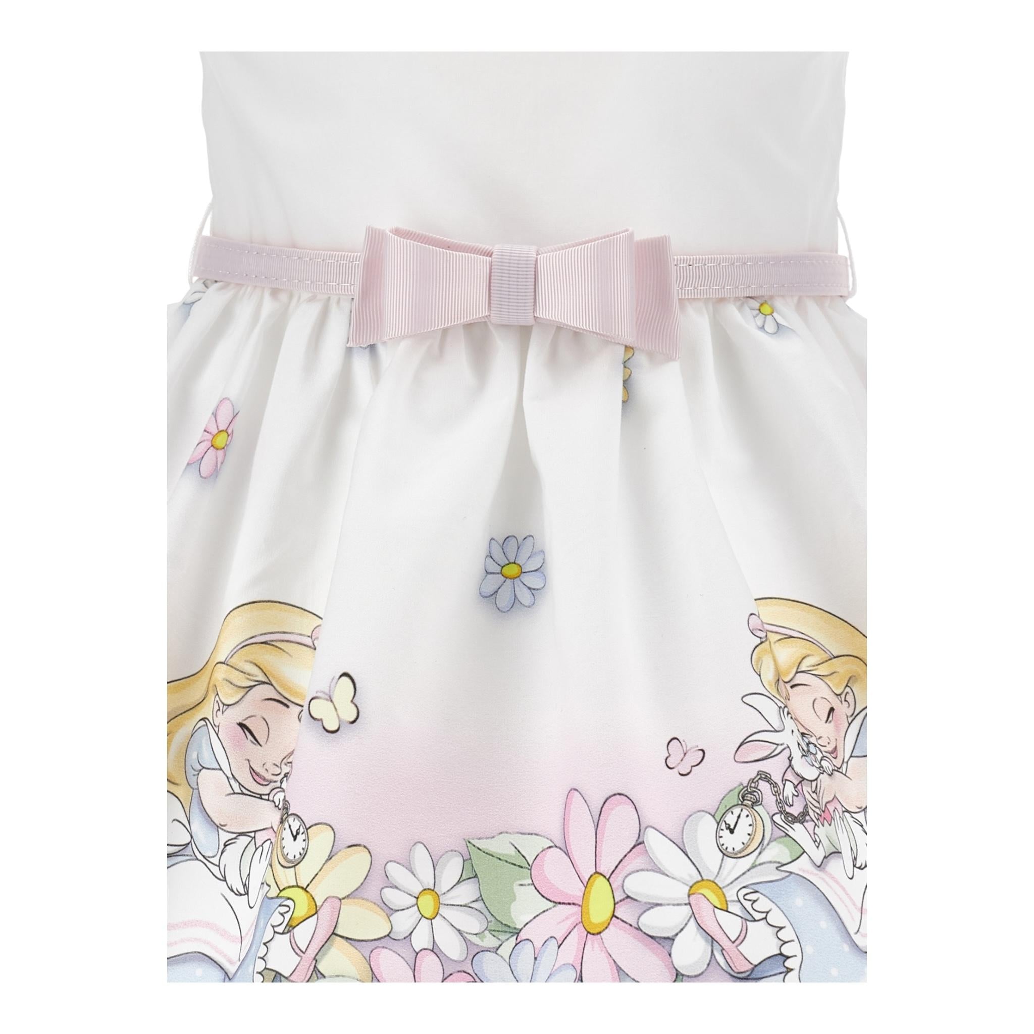 Monnalisa Abito Tinta Unita con Colletto E Stampa per Neonata 31E907X BIANCO MONNALISA 